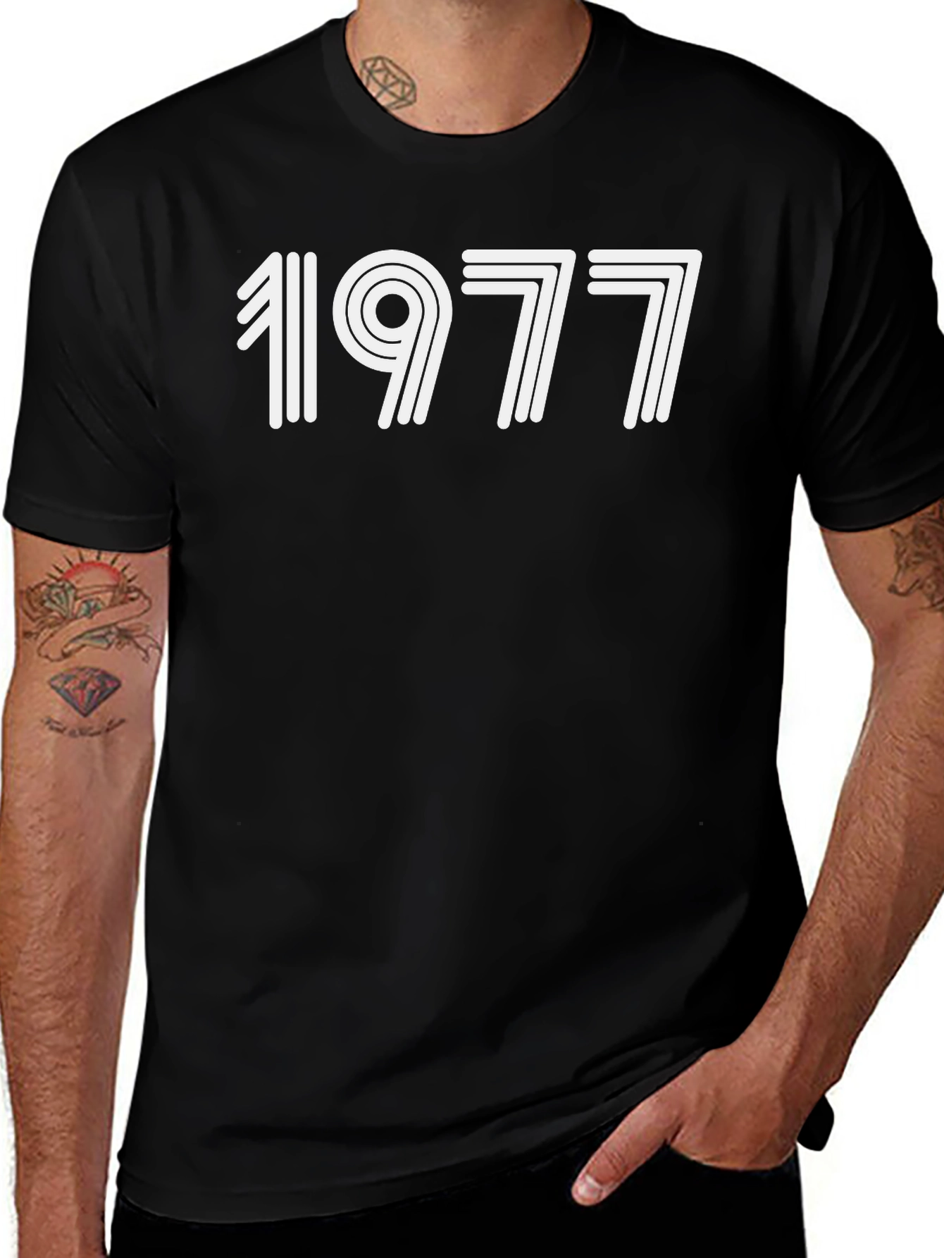 1977 Retro Style Graphic Tee - Classic Black T-Shirt