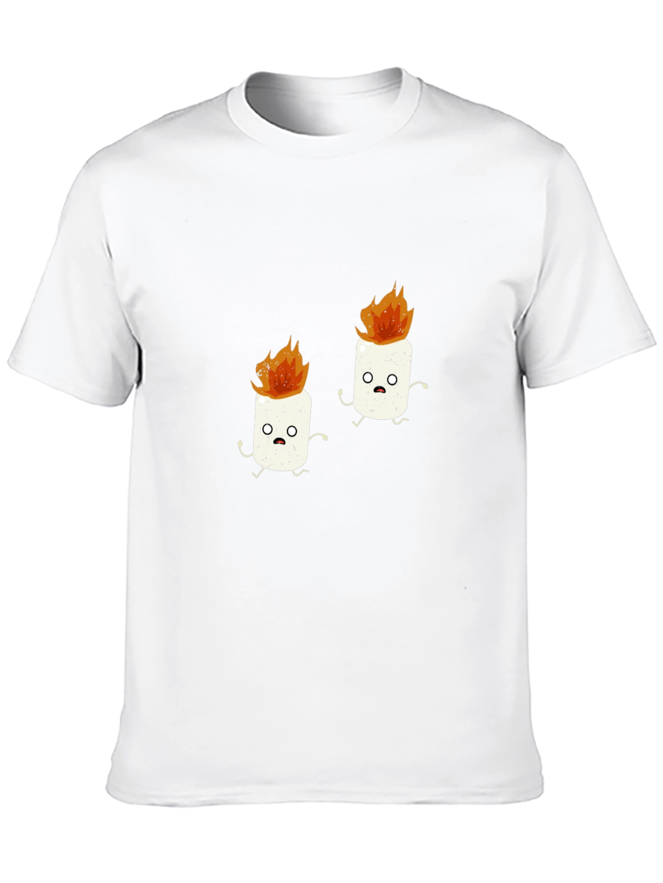 Funny Marshmallow Fire Graphic Black T-Shirt