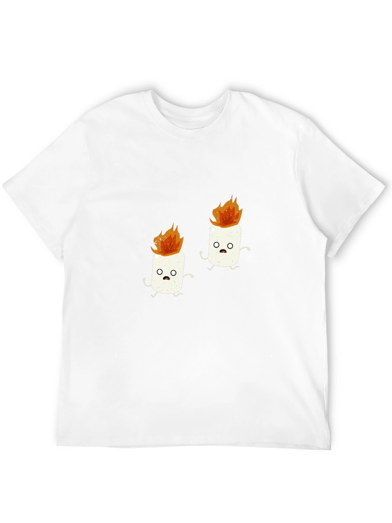 Funny Marshmallow Fire Graphic Black T-Shirt
