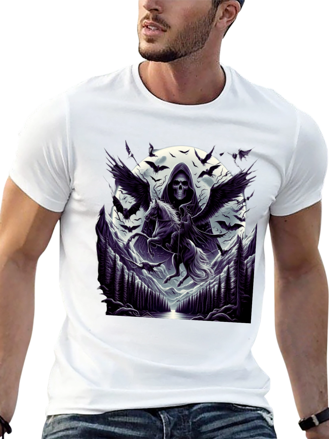Grim Reaper Pegasus T-Shirt - Dark Fantasy Tee