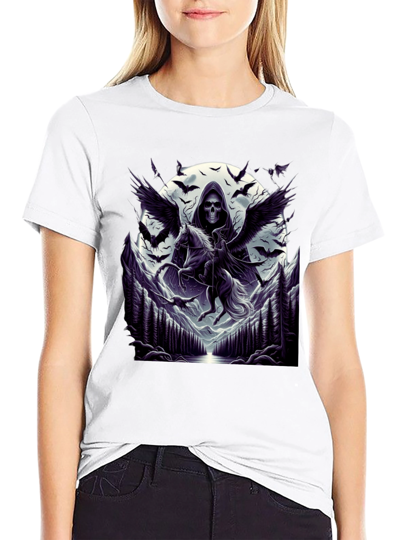Grim Reaper Pegasus T-Shirt - Dark Fantasy Tee