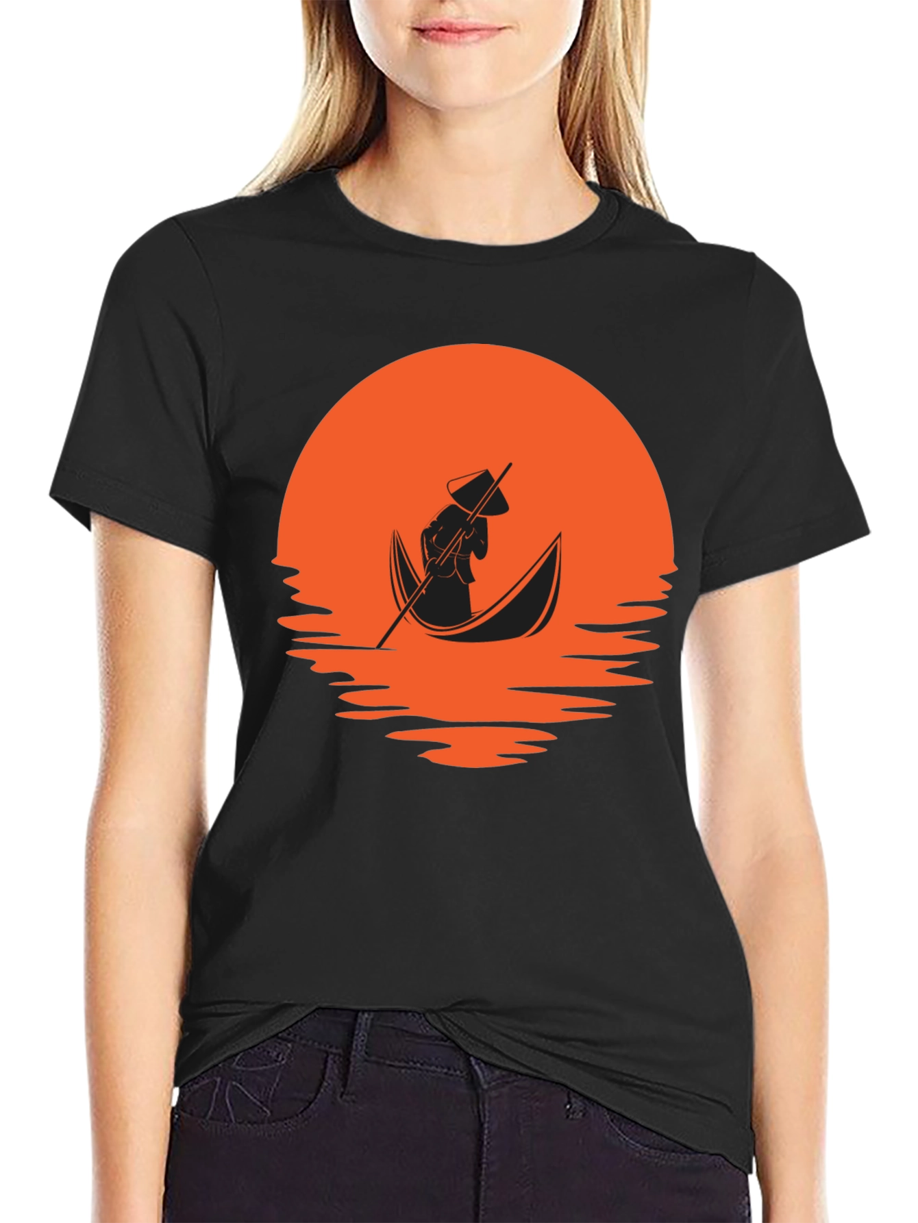 Sunset Boat Ride Graphic Tee - Black