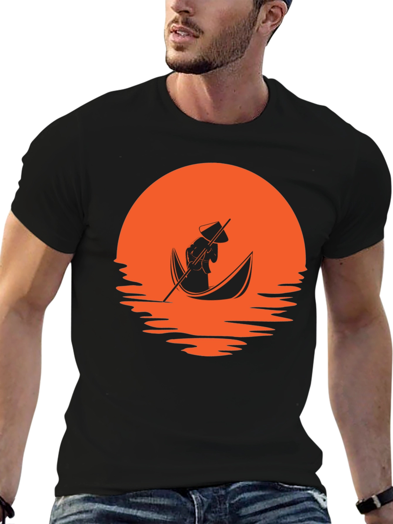 Sunset Boat Ride Graphic Tee - Black