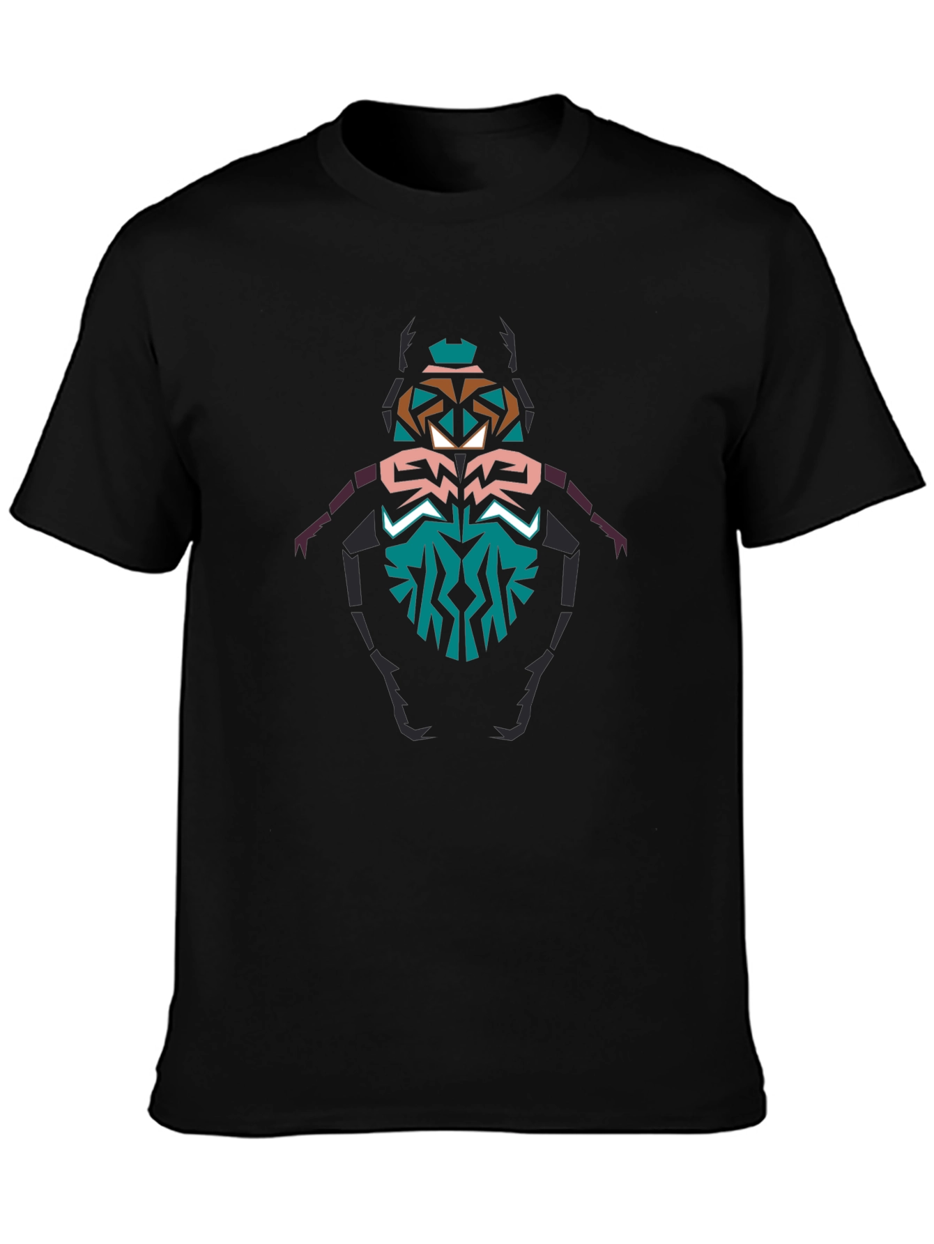 Geometric Beetle Graphic T-Shirt - Black