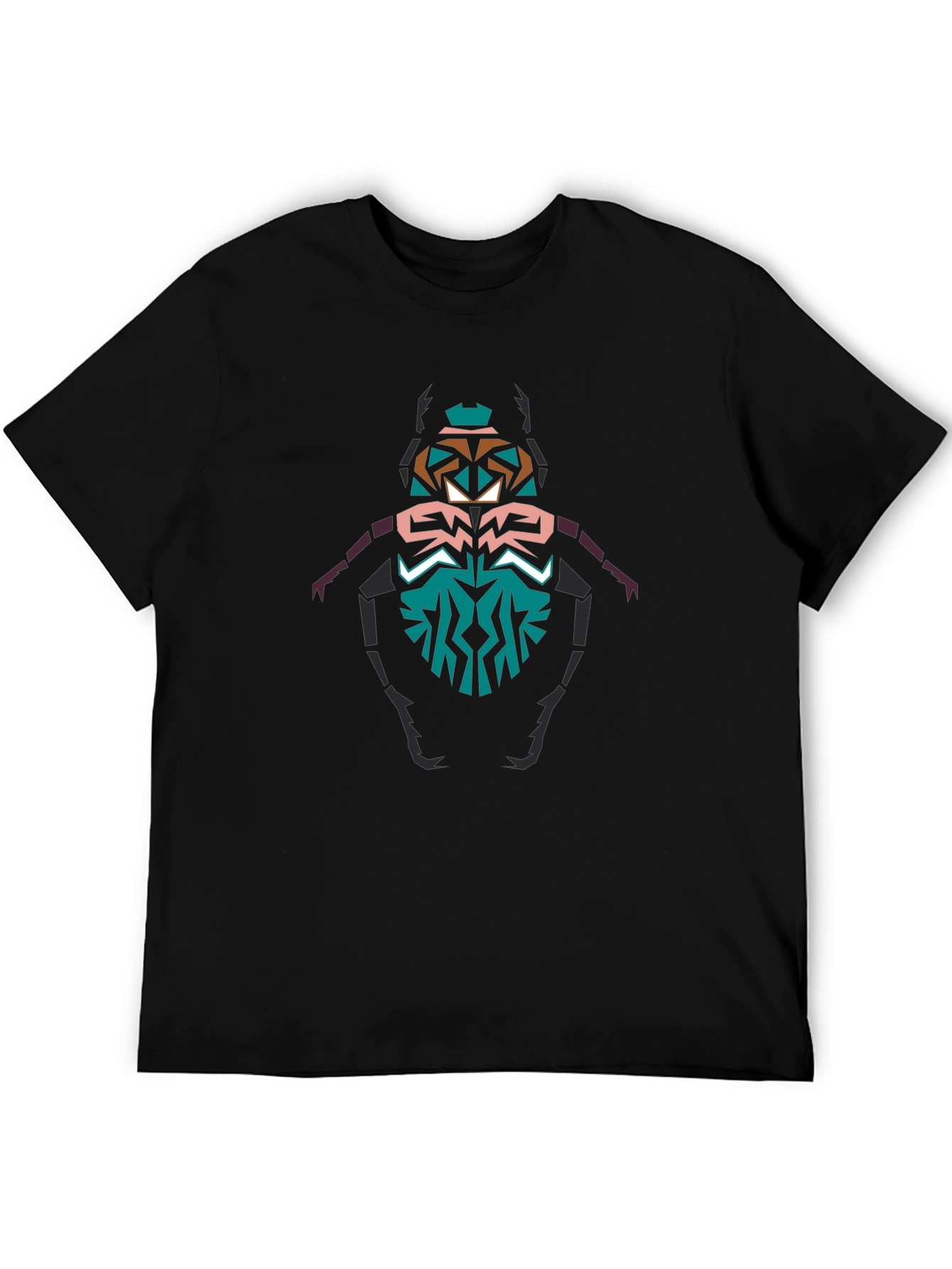 Geometric Beetle Graphic T-Shirt - Black