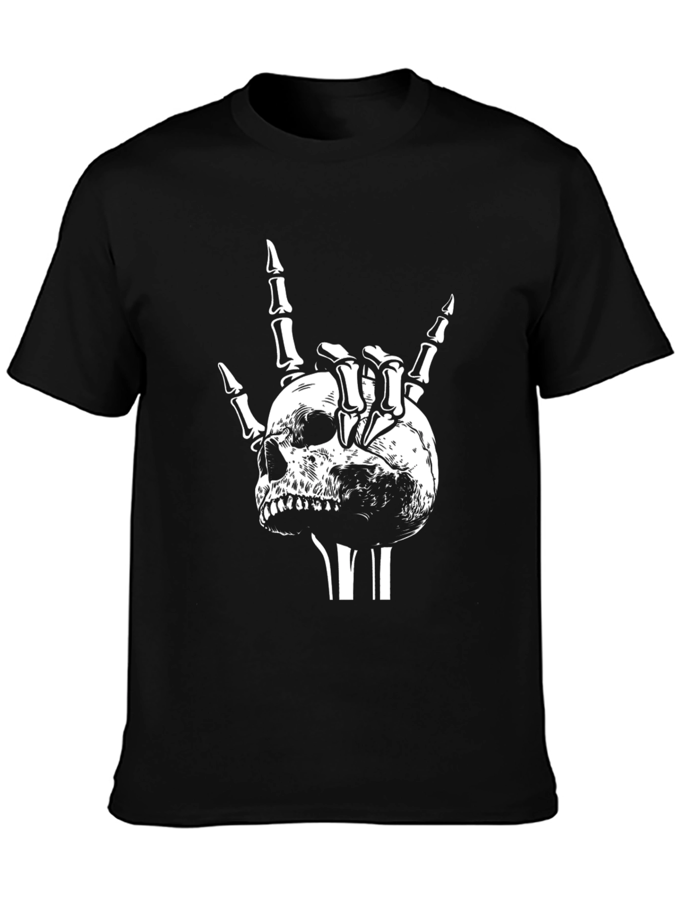 Skull Rock Sign Black T-Shirt