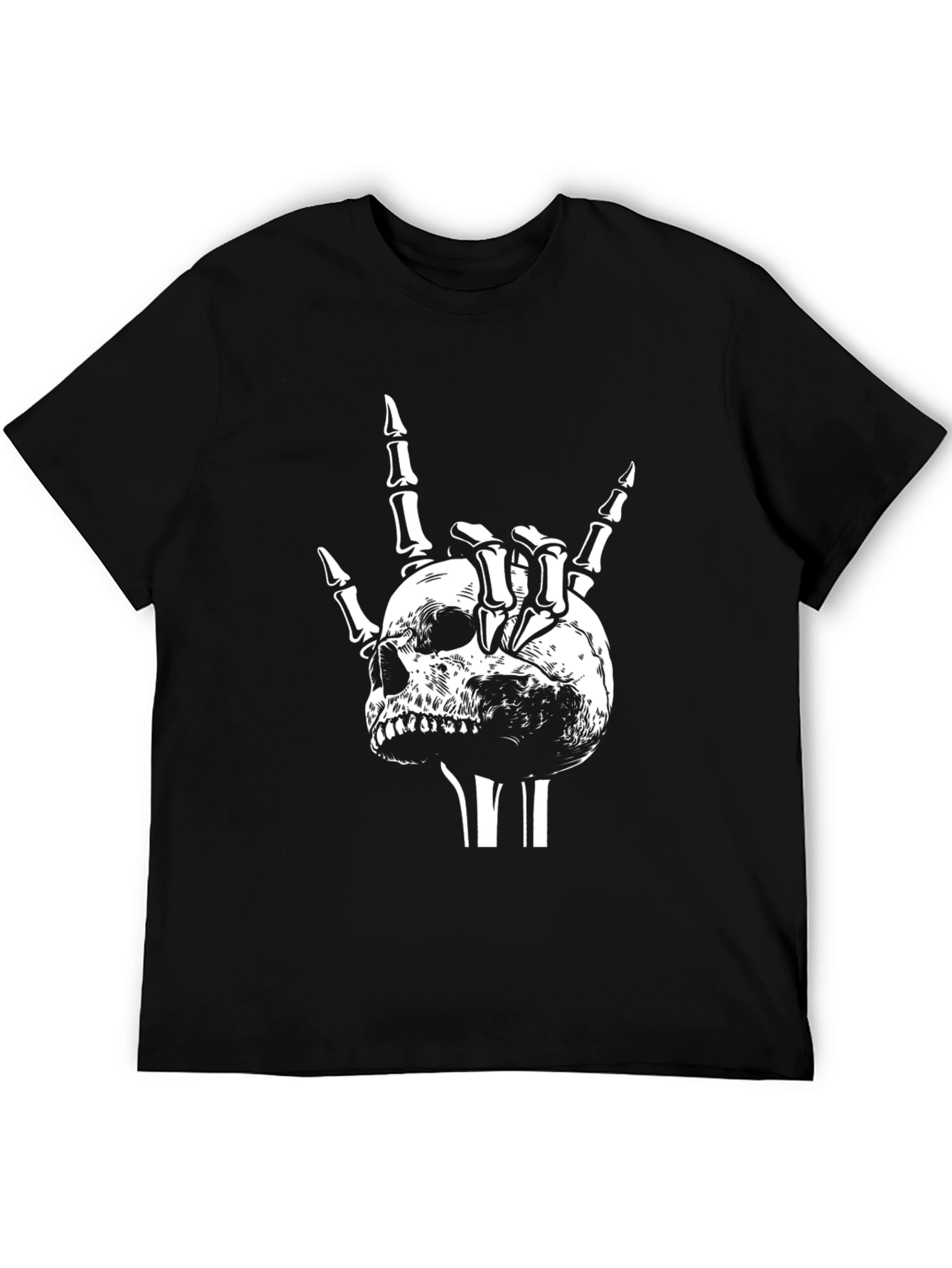 Skull Rock Sign Black T-Shirt