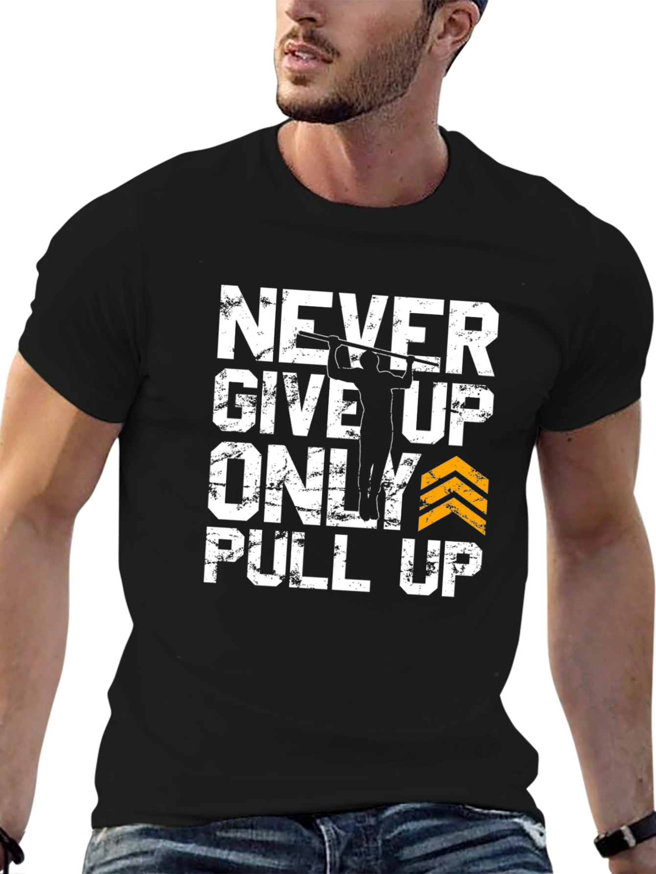 Never Give Up Pull Up Graphic Tee