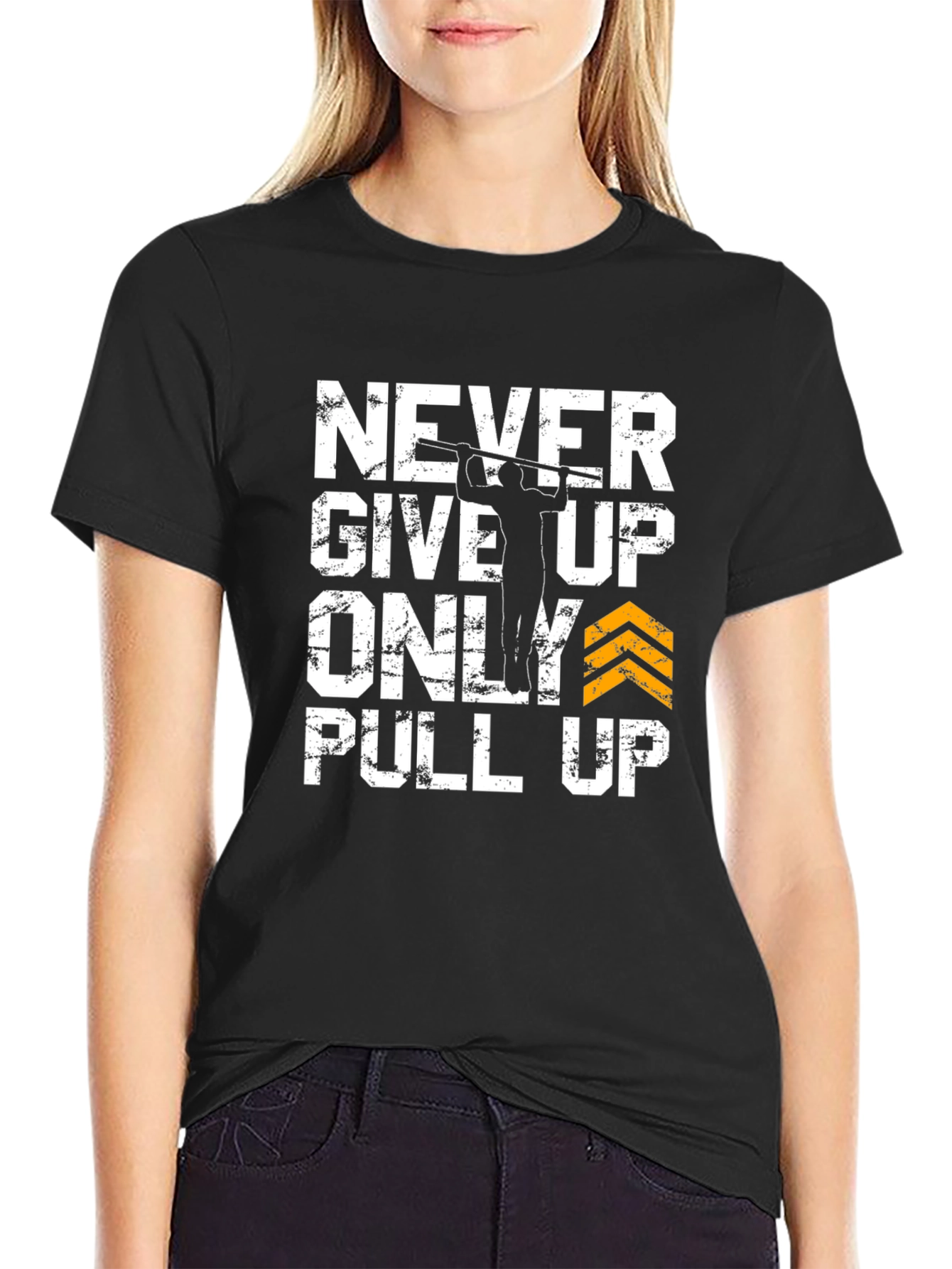 Never Give Up Pull Up Graphic Tee
