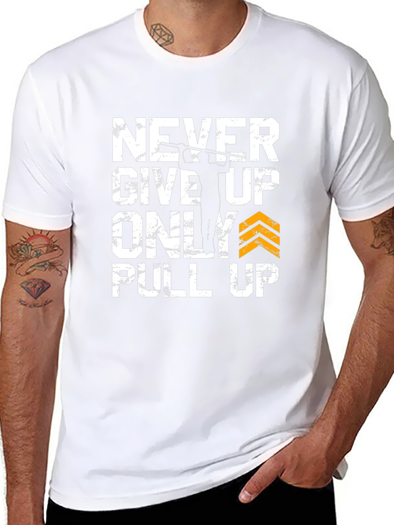 Never Give Up Pull Up Graphic Tee