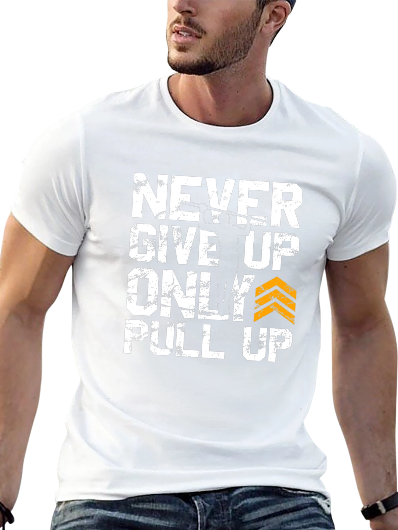 Never Give Up Pull Up Graphic Tee