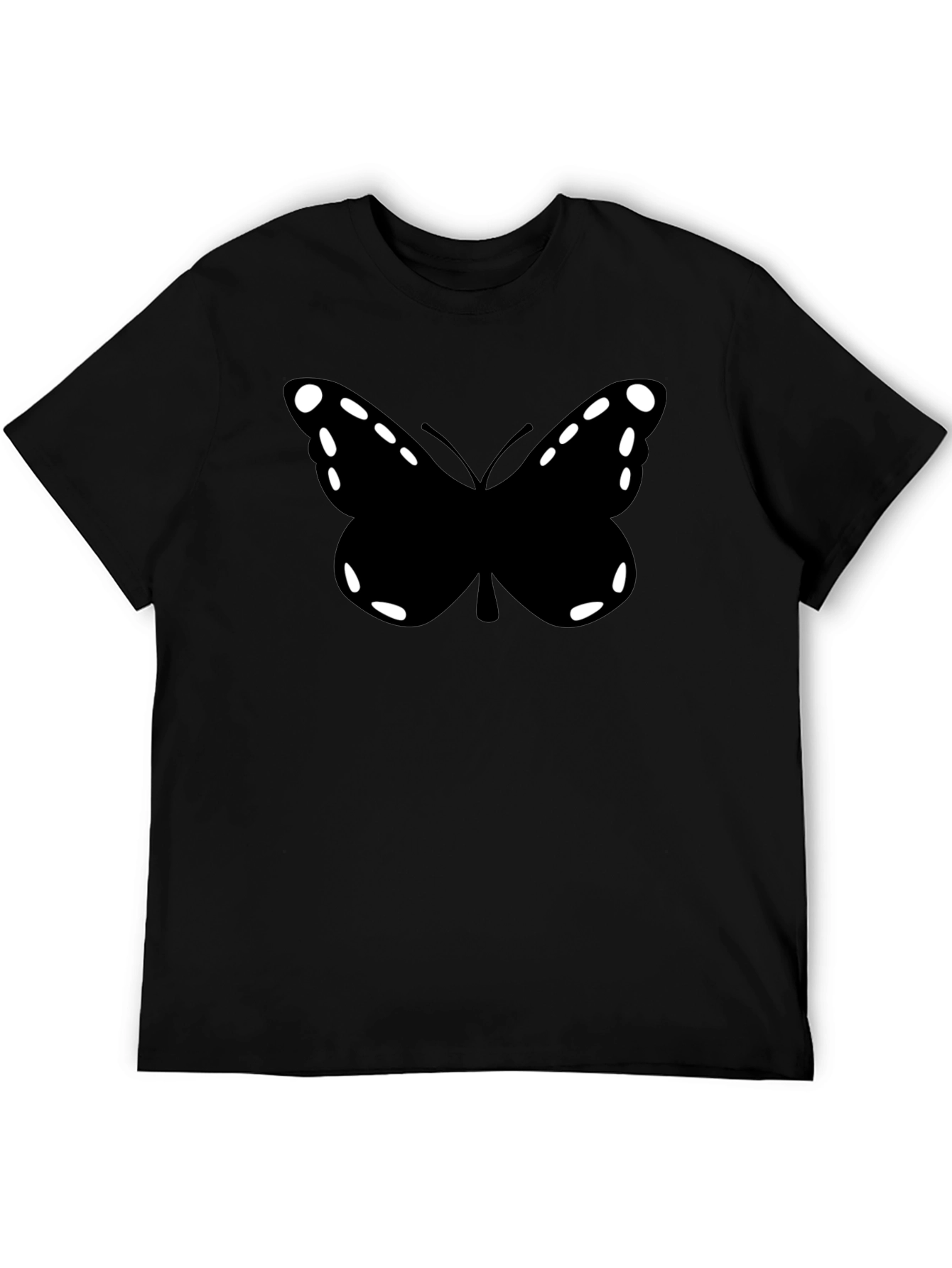 Butterfly Graphic Tee - Black Cotton Casual Shirt