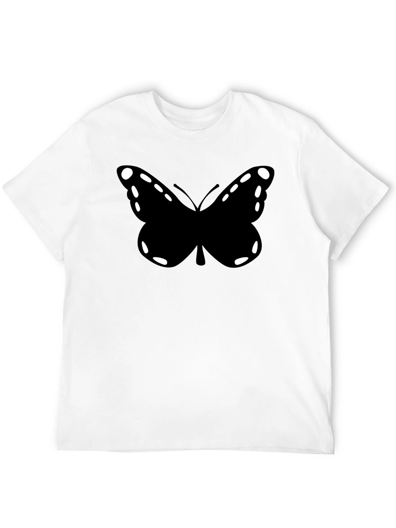 Butterfly Graphic Tee - Black Cotton Casual Shirt