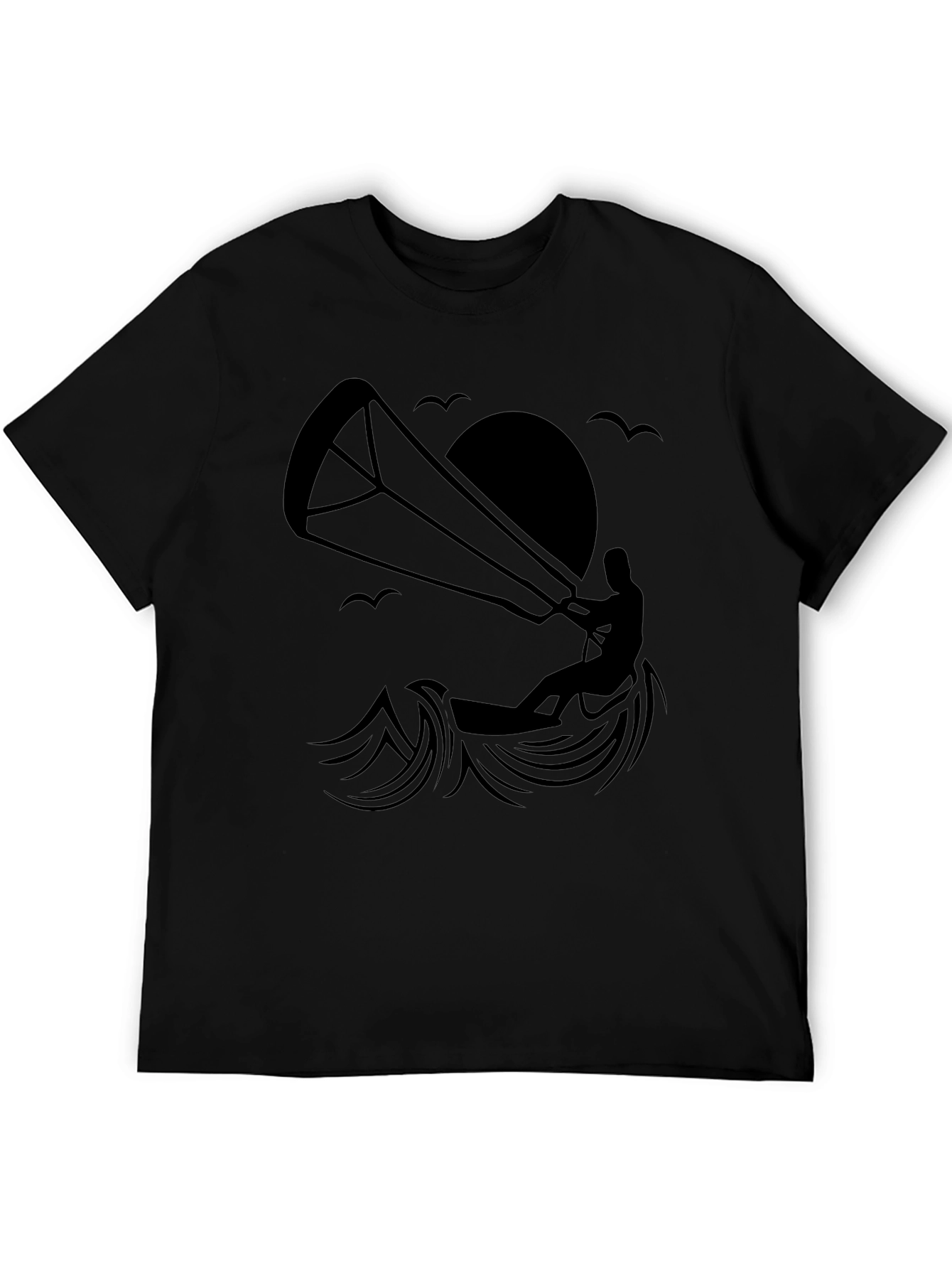 Kitesurfing Silhouette Graphic T-Shirt - Black