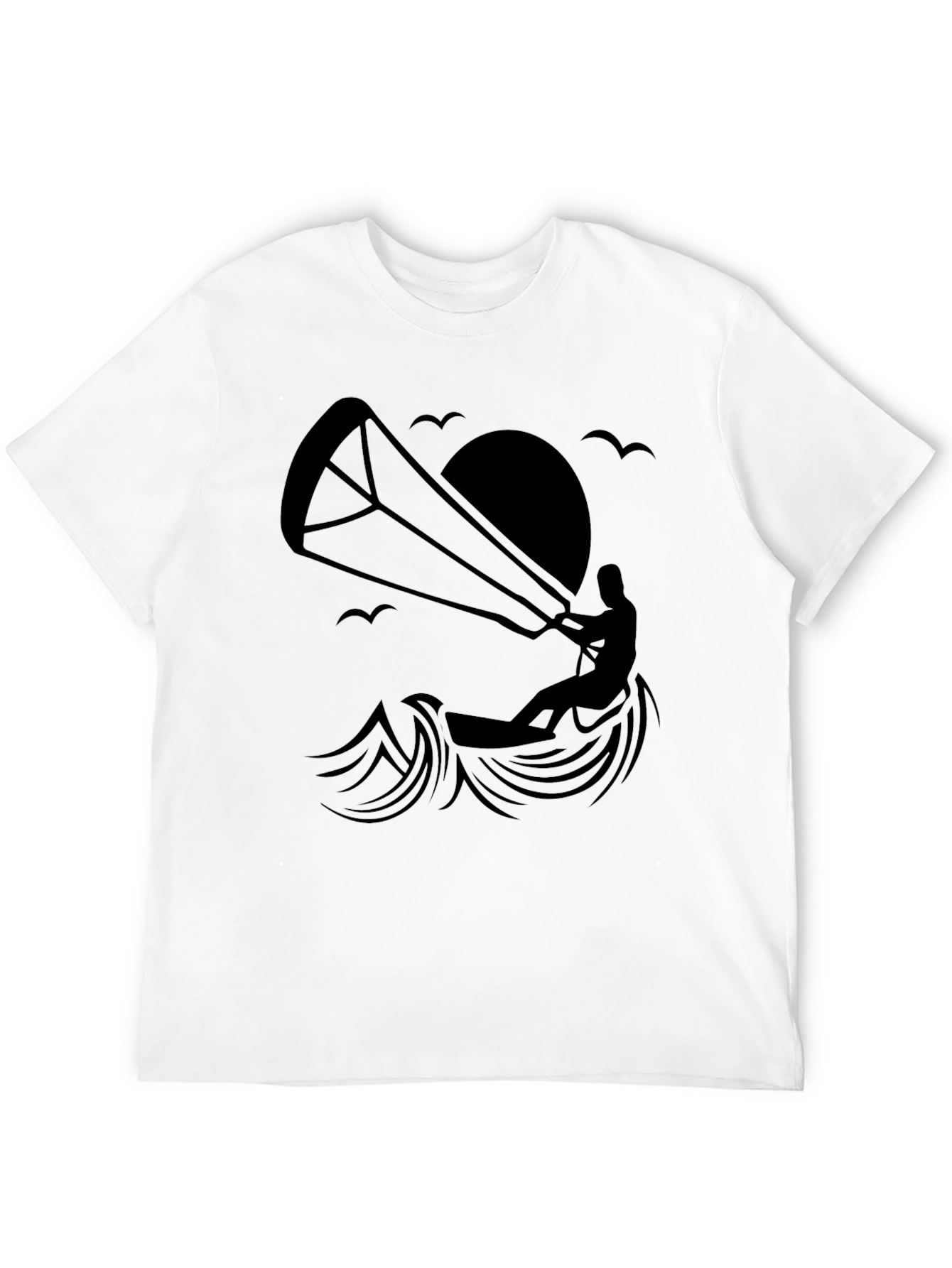 Kitesurfing Silhouette Graphic T-Shirt - Black