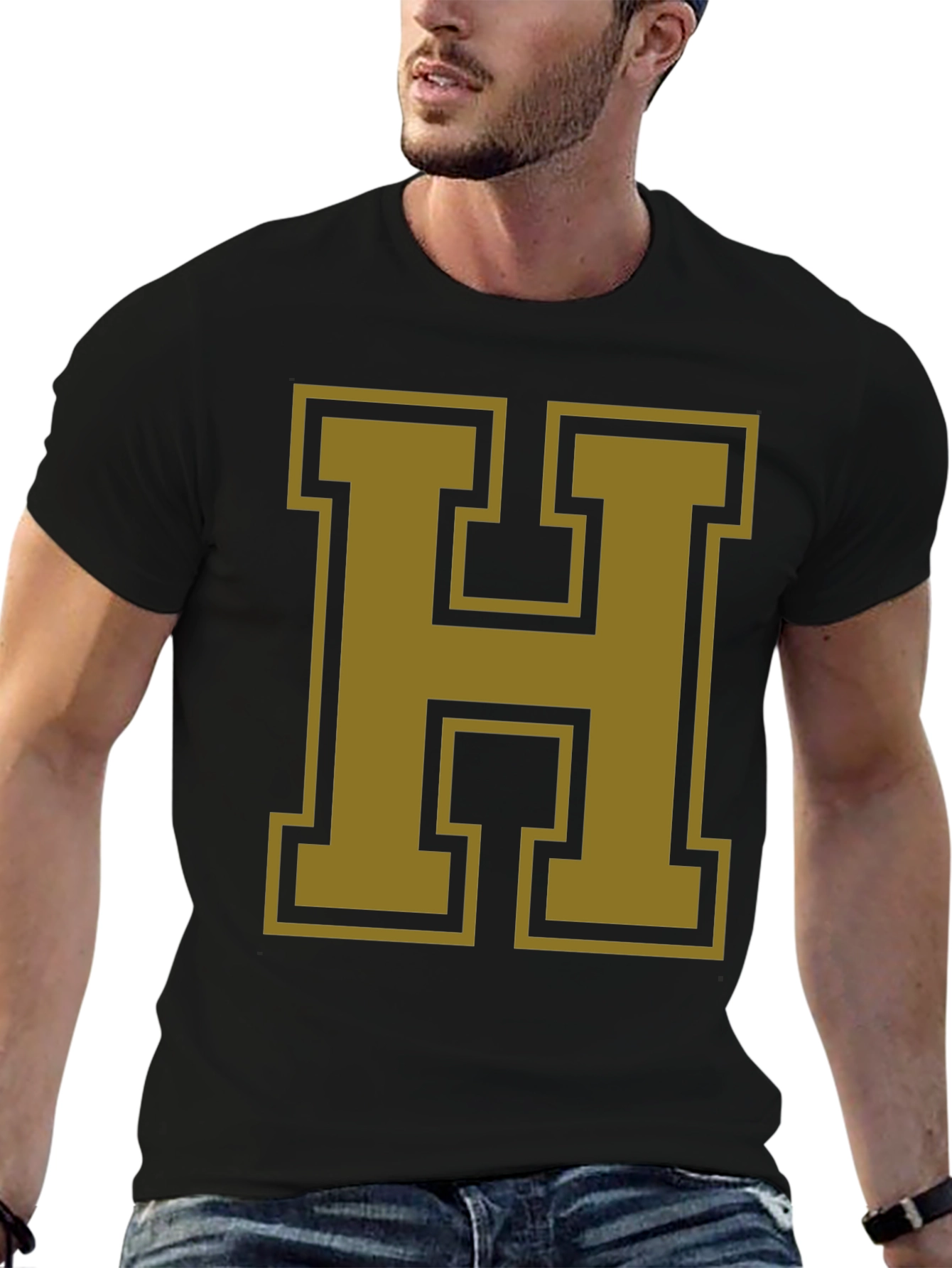 Letter H Graphic T-Shirt - Bold Collegiate Style
