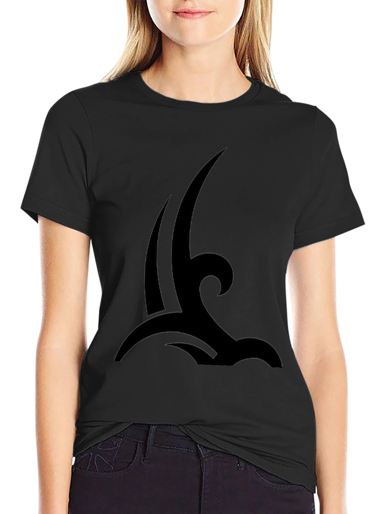 Mens Black Tribal Wave Graphic T-Shirt