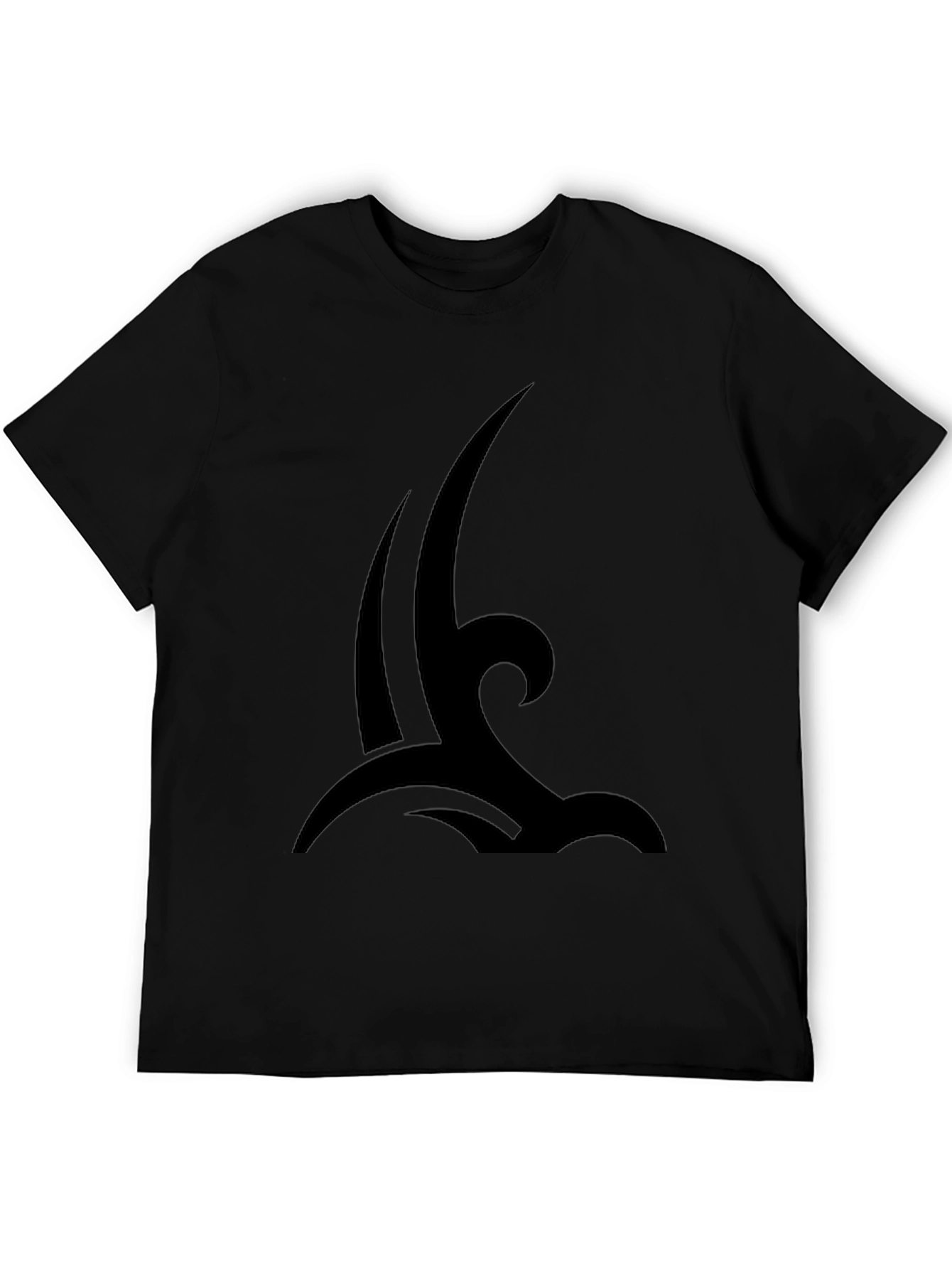 Mens Black Tribal Wave Graphic T-Shirt