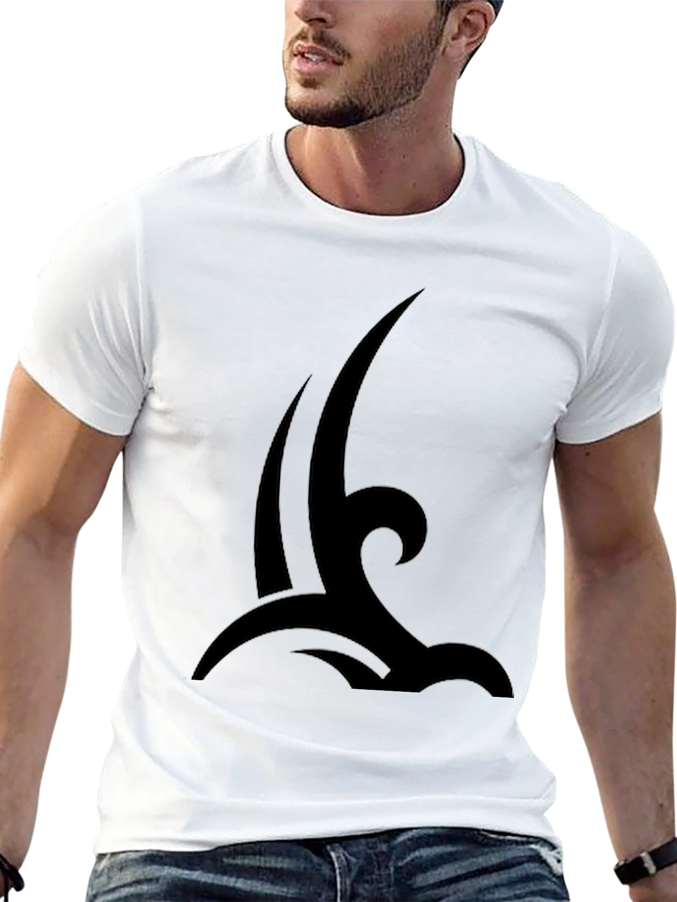 Mens Black Tribal Wave Graphic T-Shirt