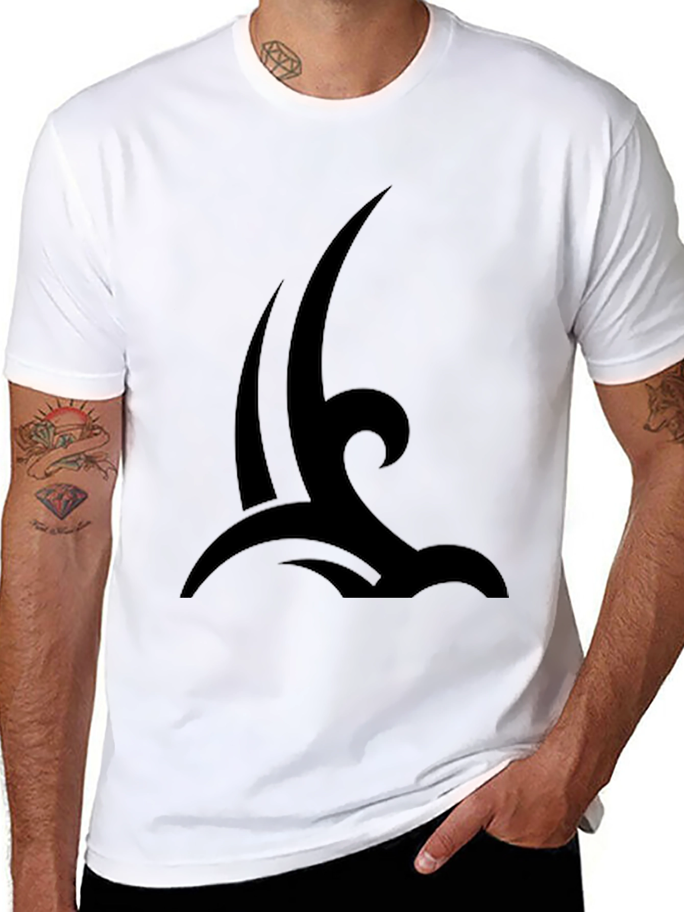 Mens Black Tribal Wave Graphic T-Shirt