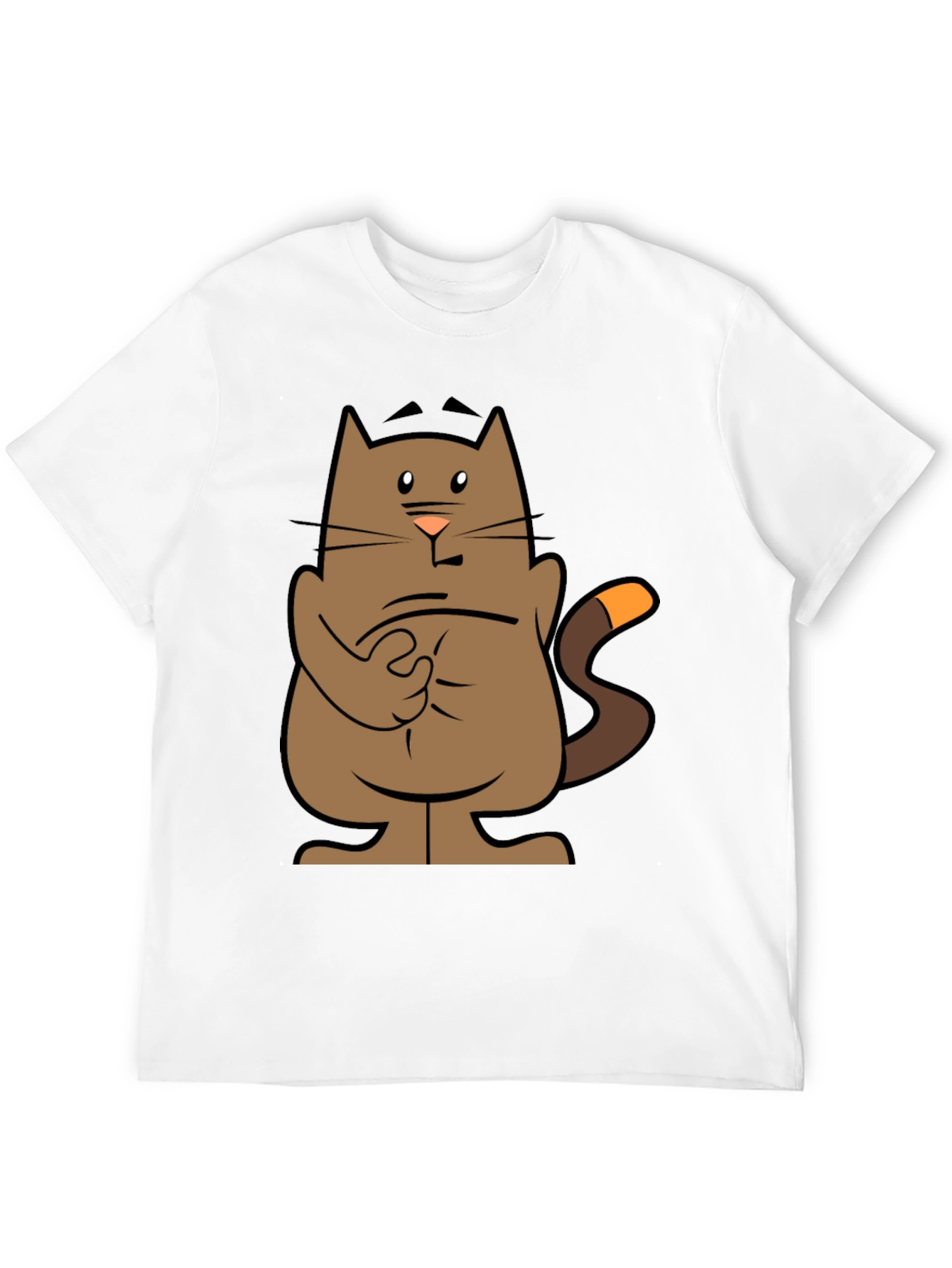 Cartoon Cat Graphic Tee - Black T-Shirt