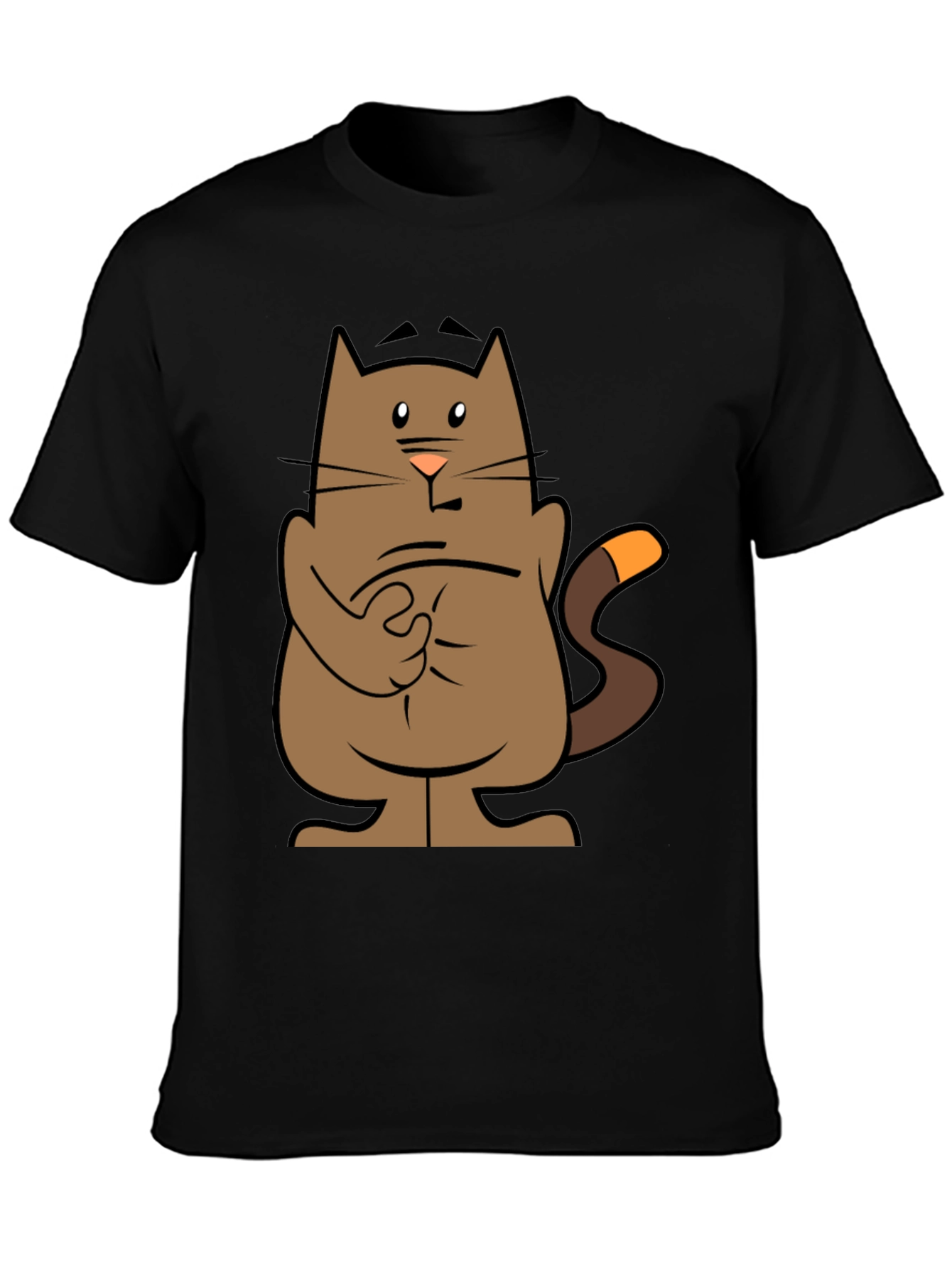 Cartoon Cat Graphic Tee - Black T-Shirt