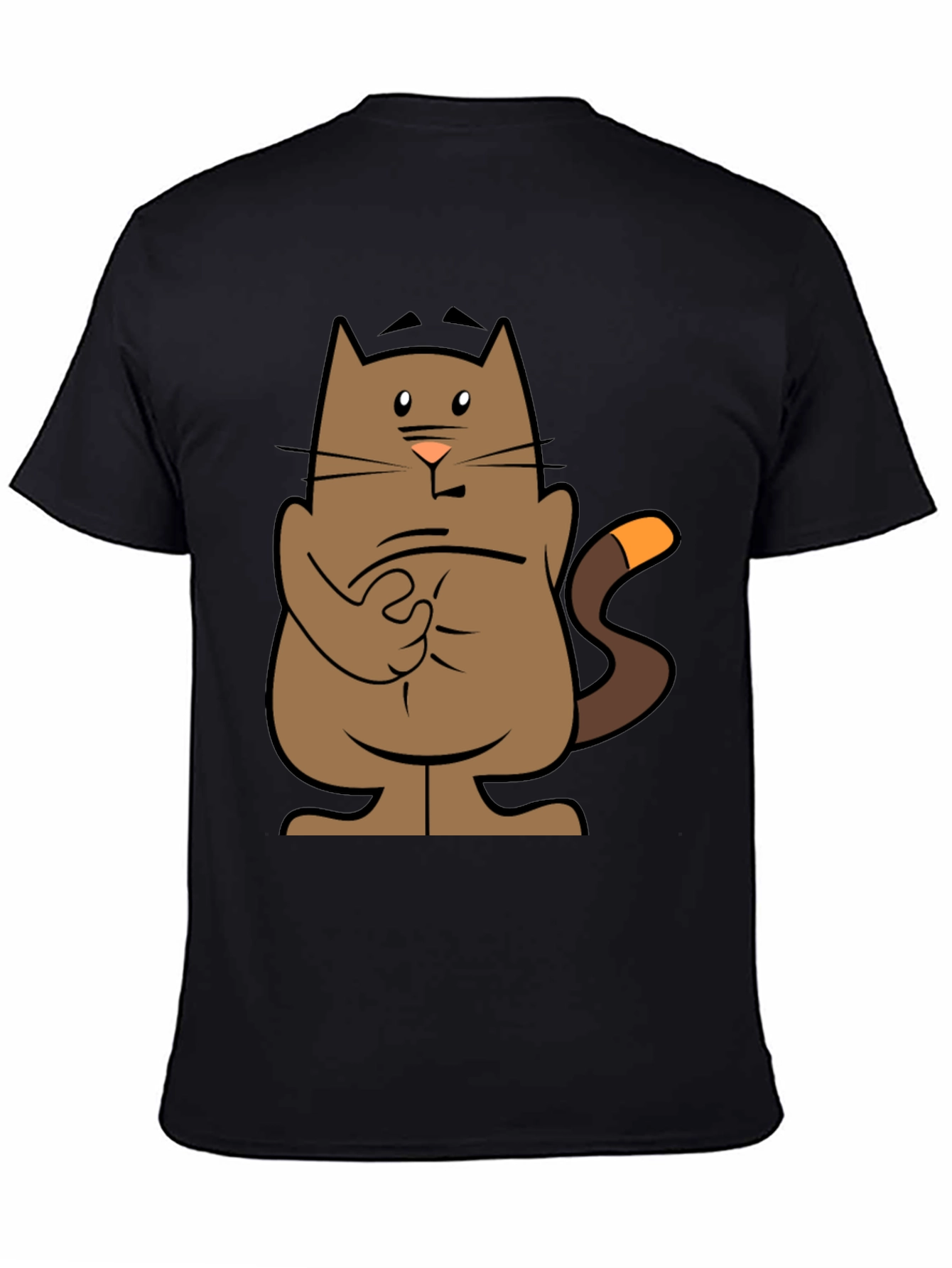 Cartoon Cat Graphic Tee - Black T-Shirt