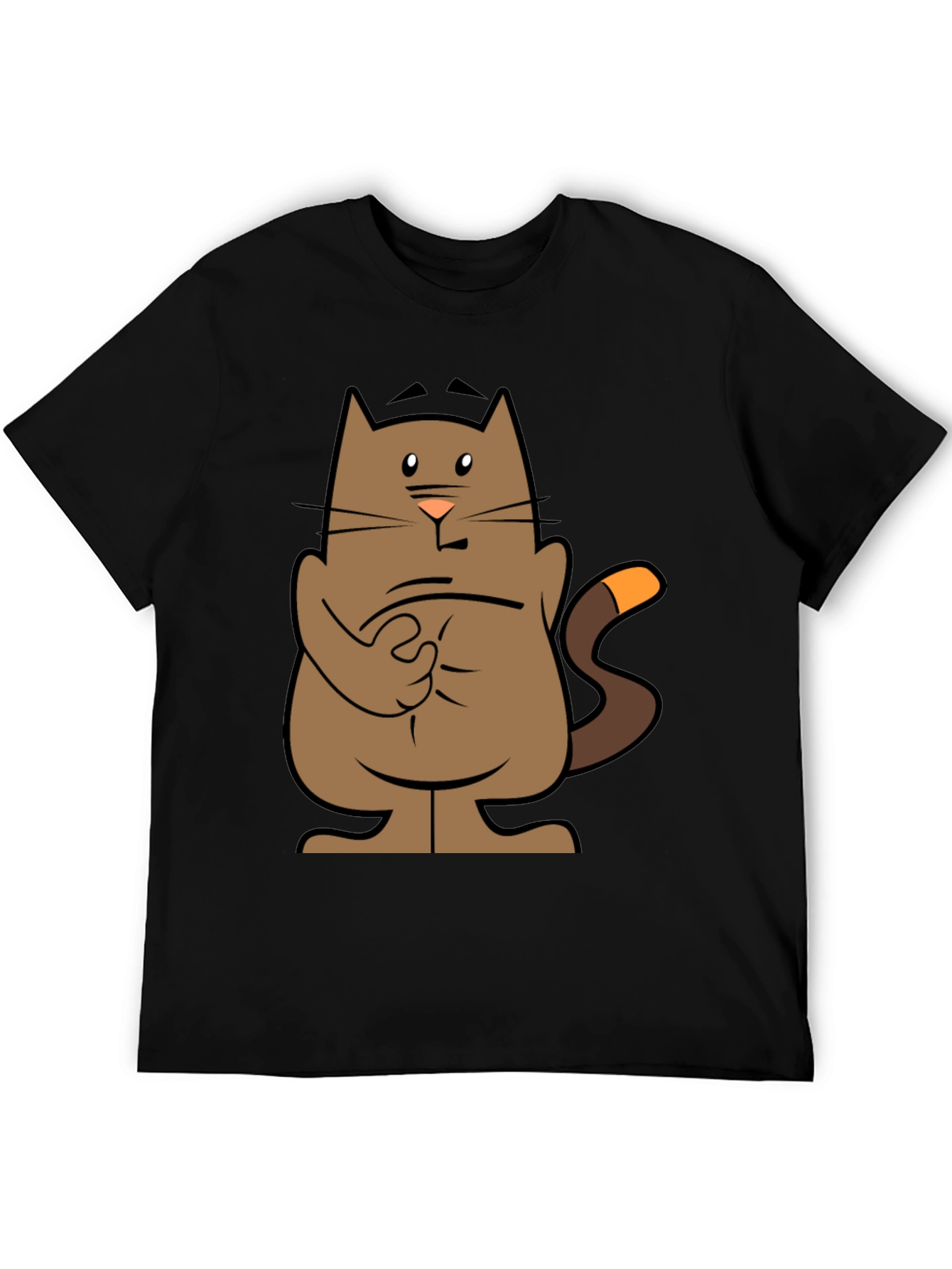 Cartoon Cat Graphic Tee - Black T-Shirt