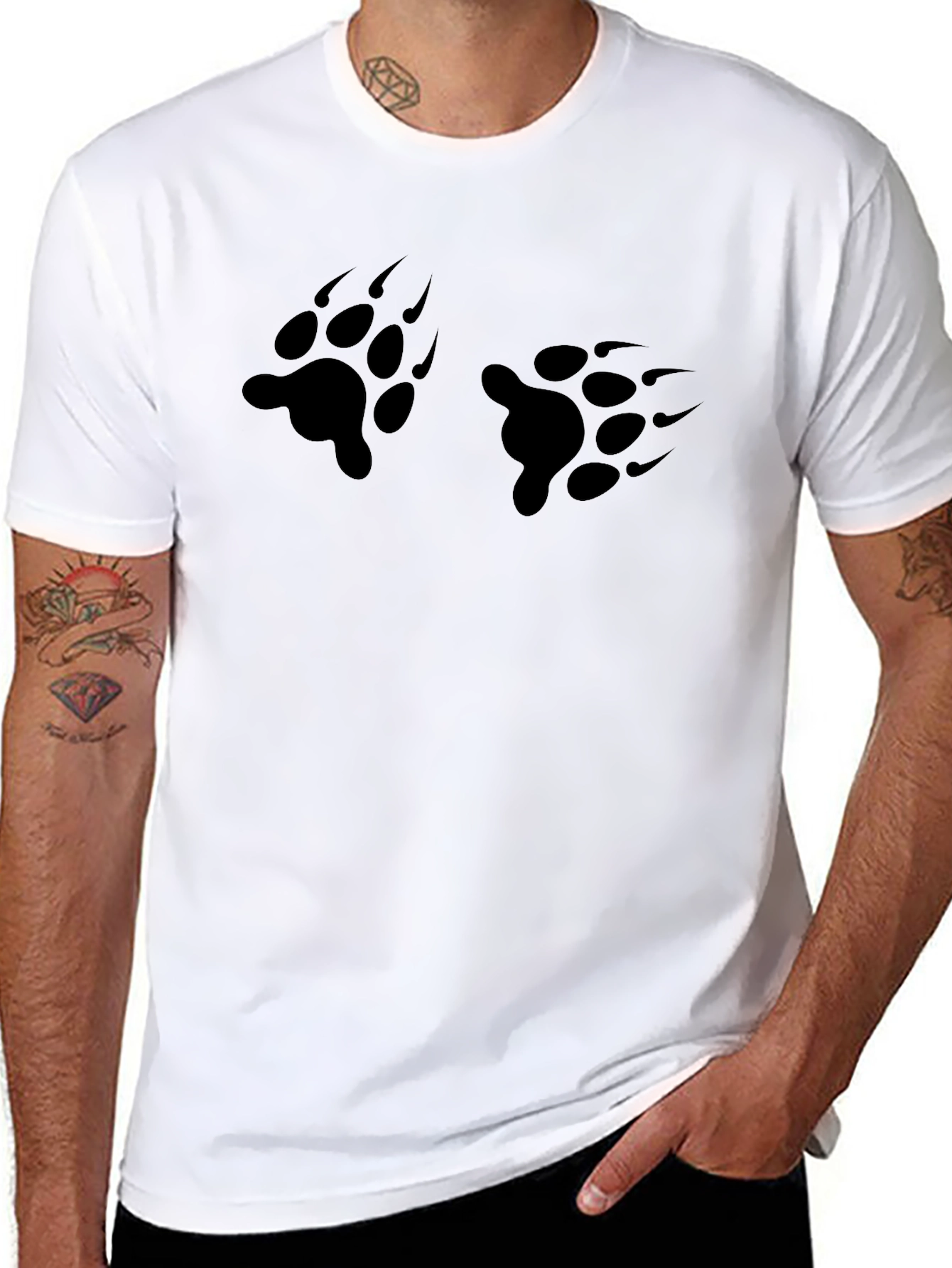 Bear Paw Print Black T-Shirt