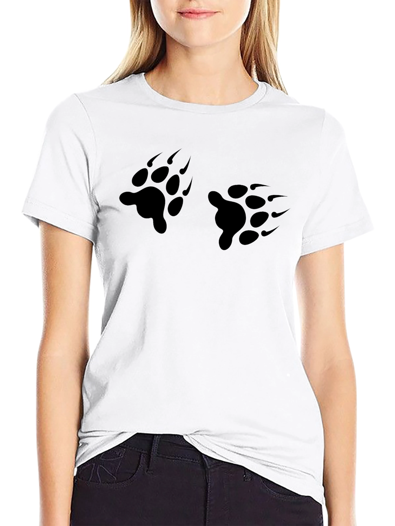 Bear Paw Print Black T-Shirt
