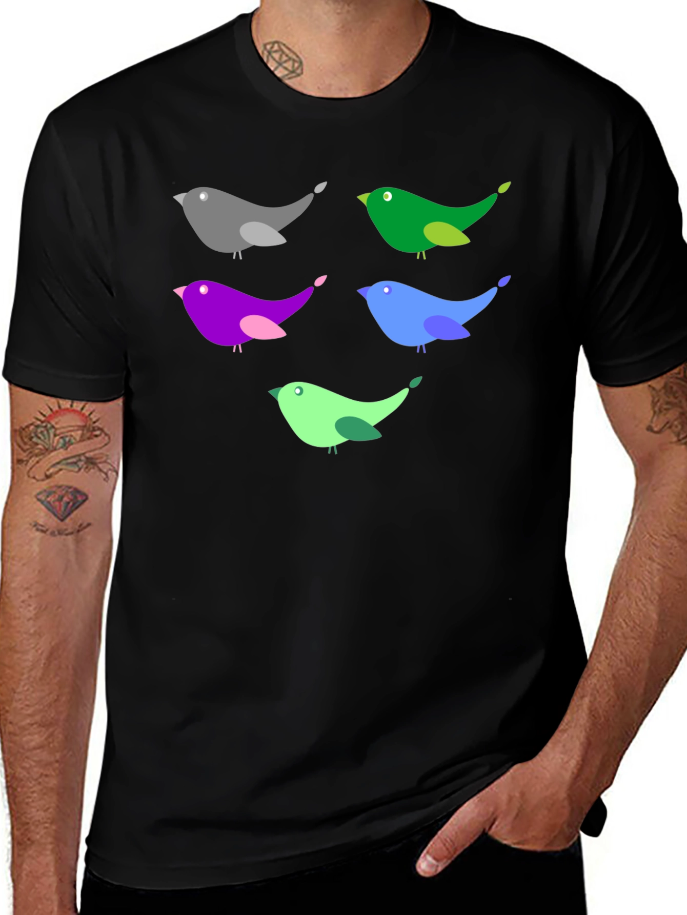 Colorful Bird Graphic T-Shirt