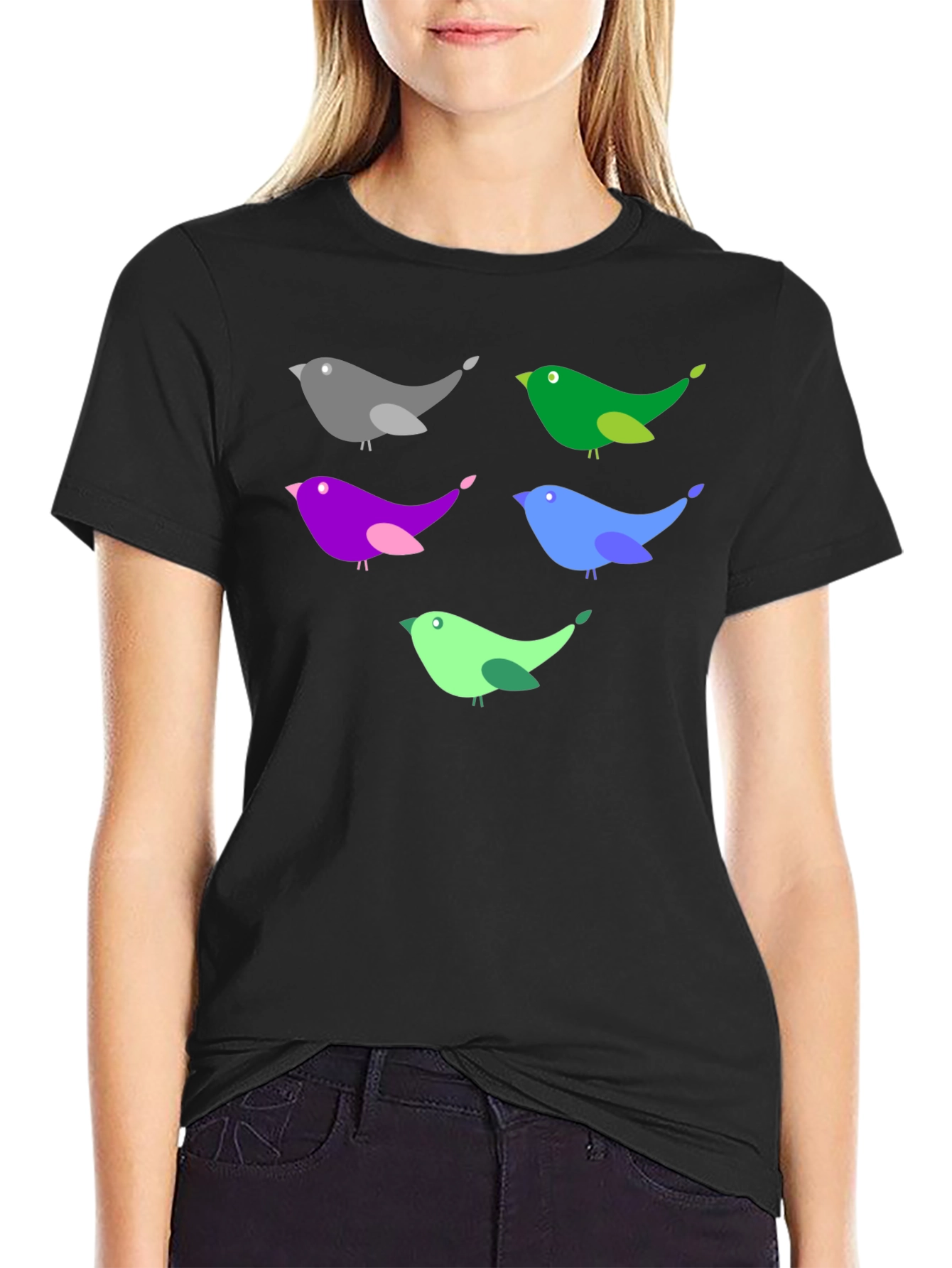 Colorful Bird Graphic T-Shirt