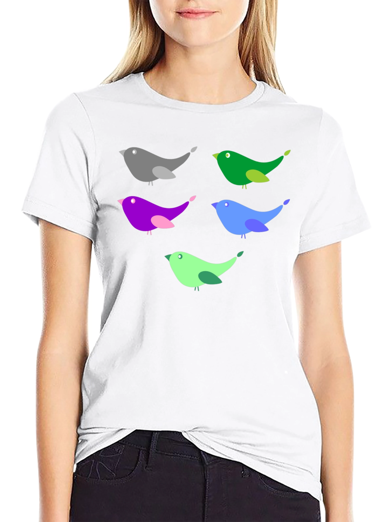 Colorful Bird Graphic T-Shirt