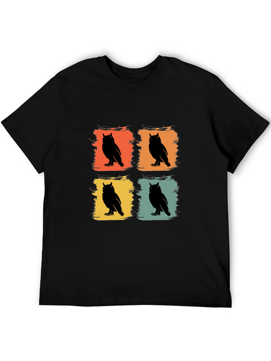 Retro Owl Graphic Tee - Mens Crew Neck