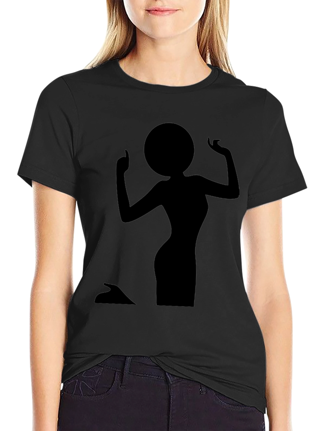 Black Silhouette Woman Graphic Tee - Stylish & Unique