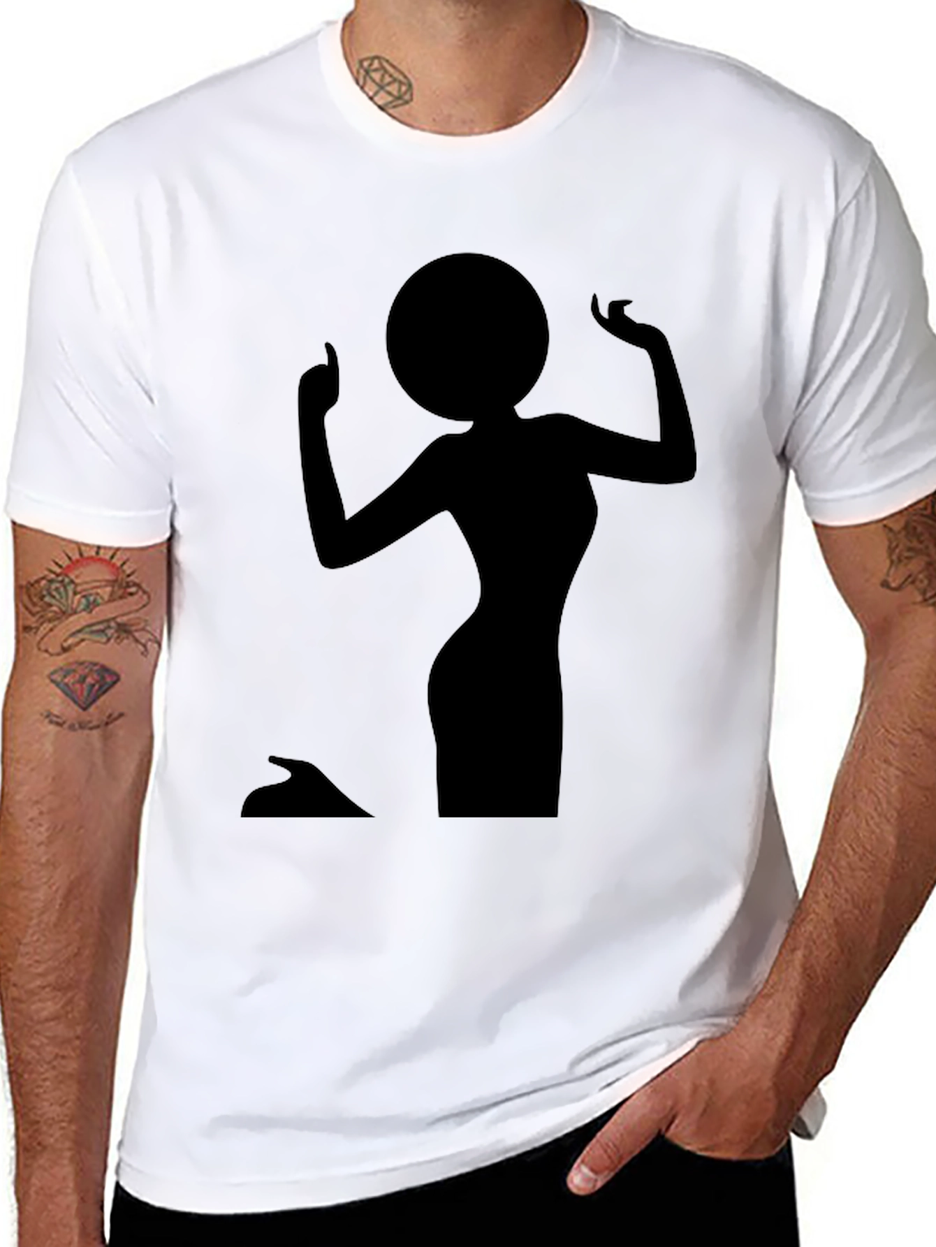 Black Silhouette Woman Graphic Tee - Stylish & Unique
