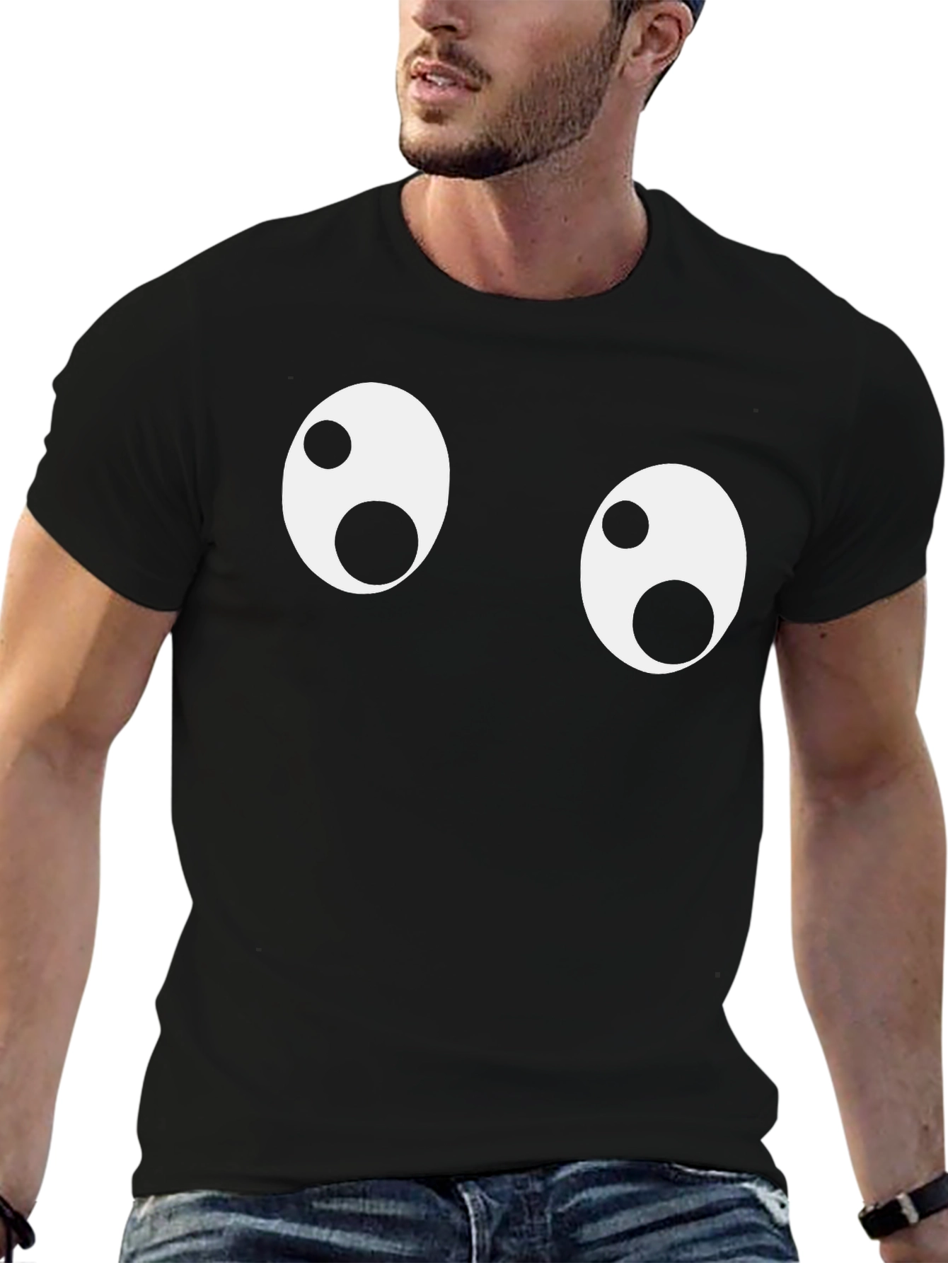 Funny Googly Eyes Black T-Shirt