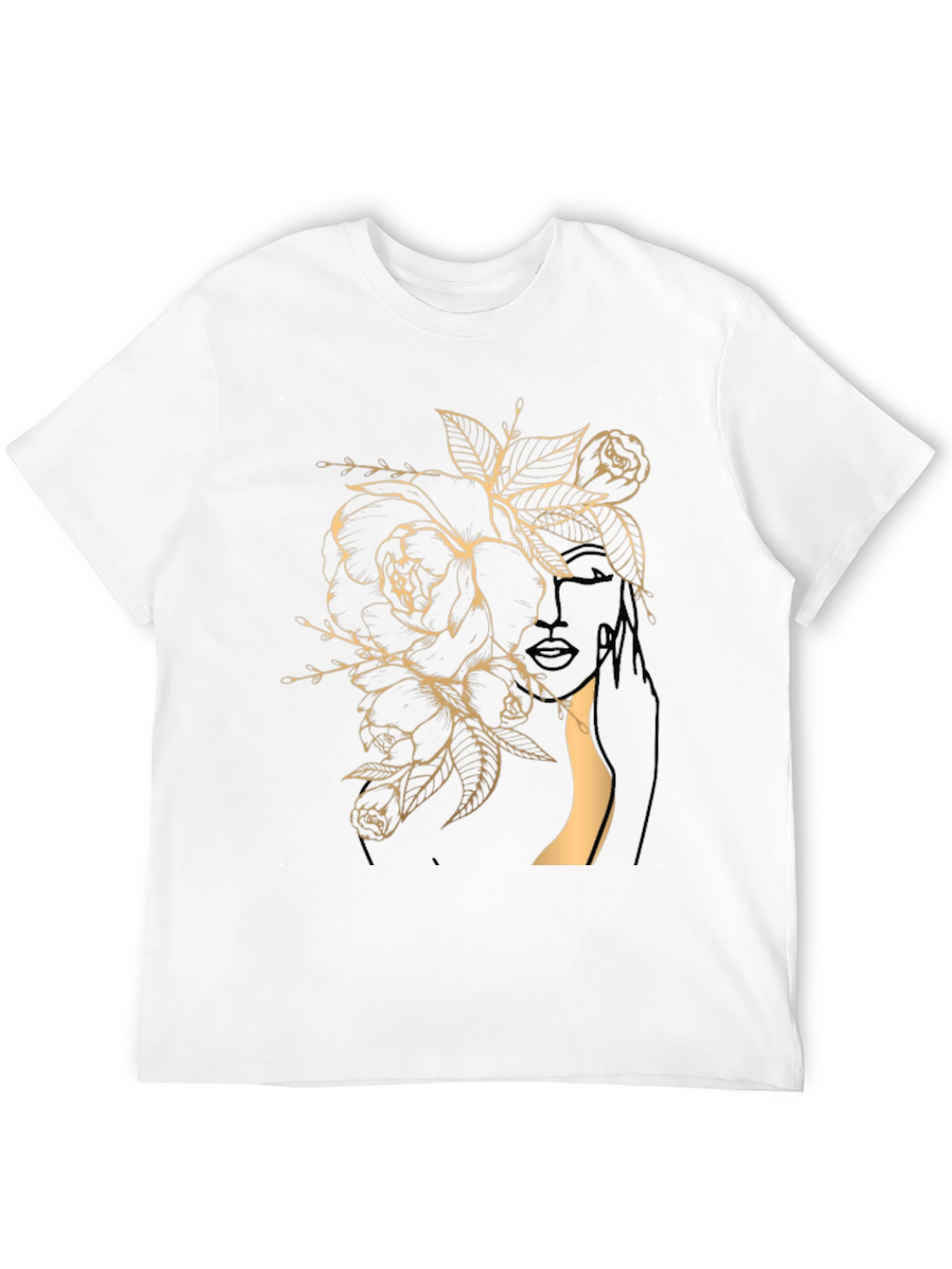 Floral Woman Graphic Tee - Stylish Black T-Shirt