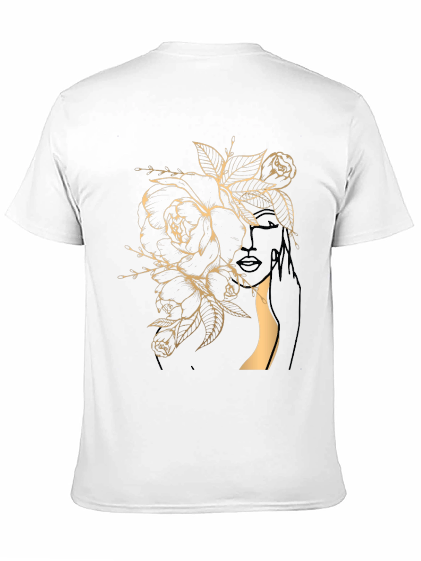 Floral Woman Graphic Tee - Stylish Black T-Shirt