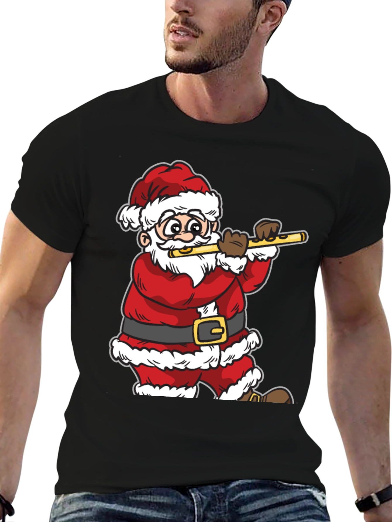 Santa Claus Playing Flute T-Shirt