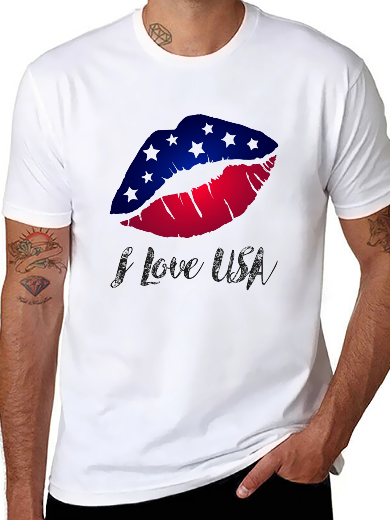 I Love USA Lips Graphic Tee