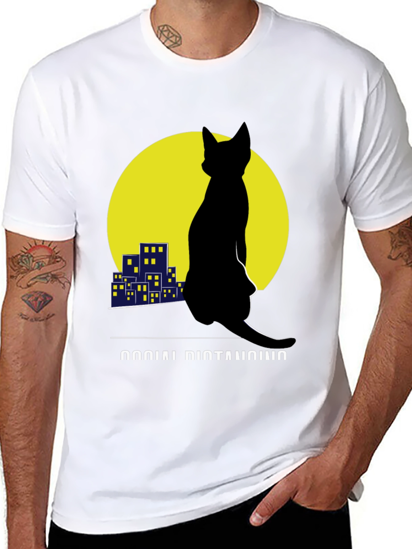 Social Distancing Cat T-Shirt