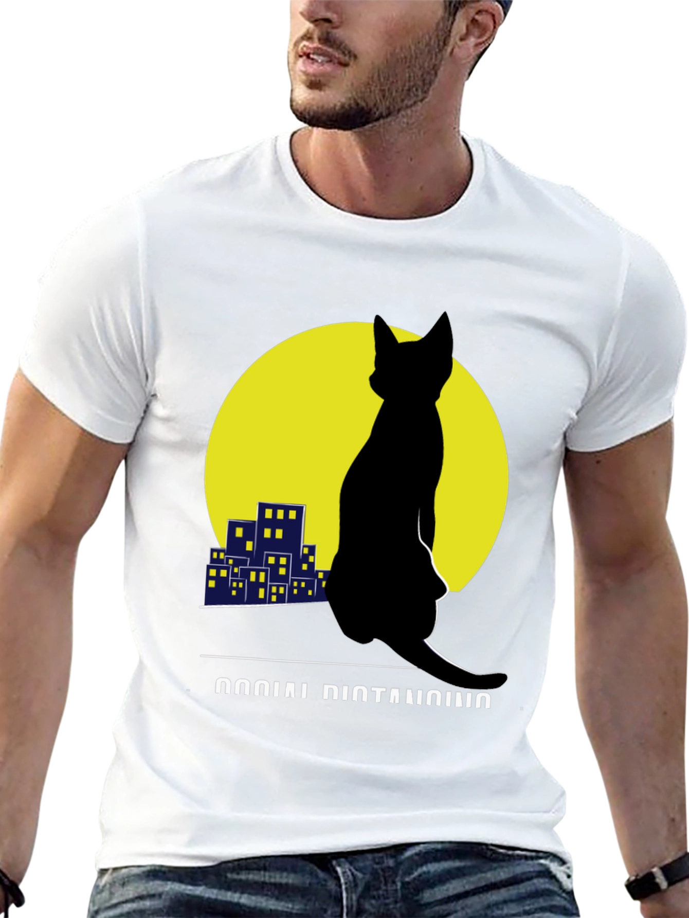 Social Distancing Cat T-Shirt