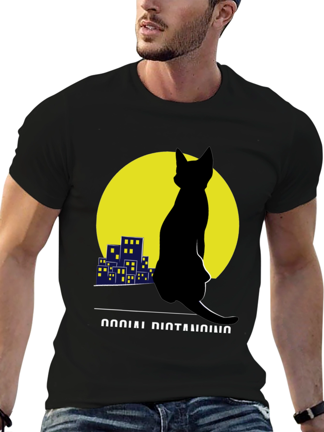 Social Distancing Cat T-Shirt