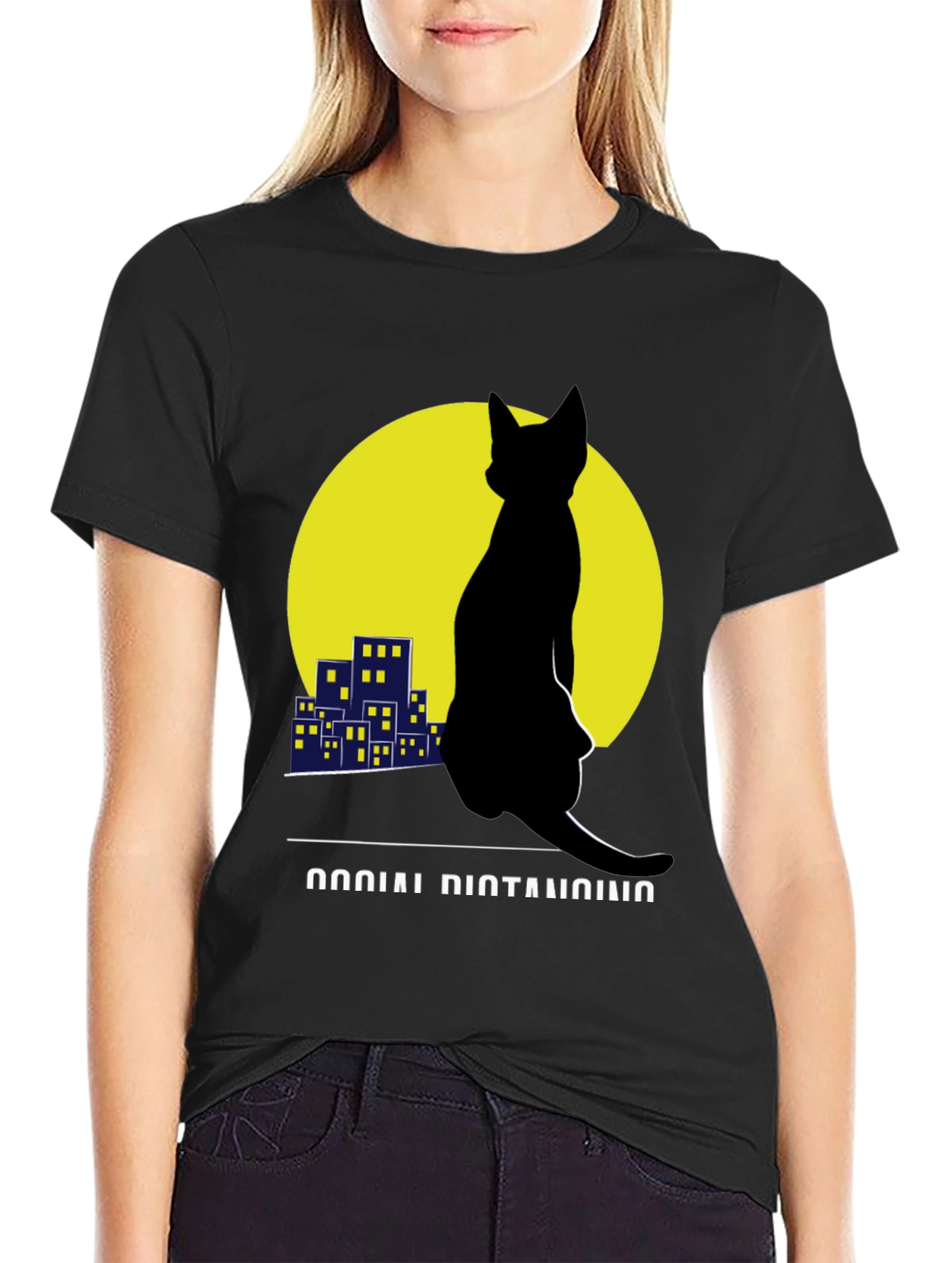 Social Distancing Cat T-Shirt