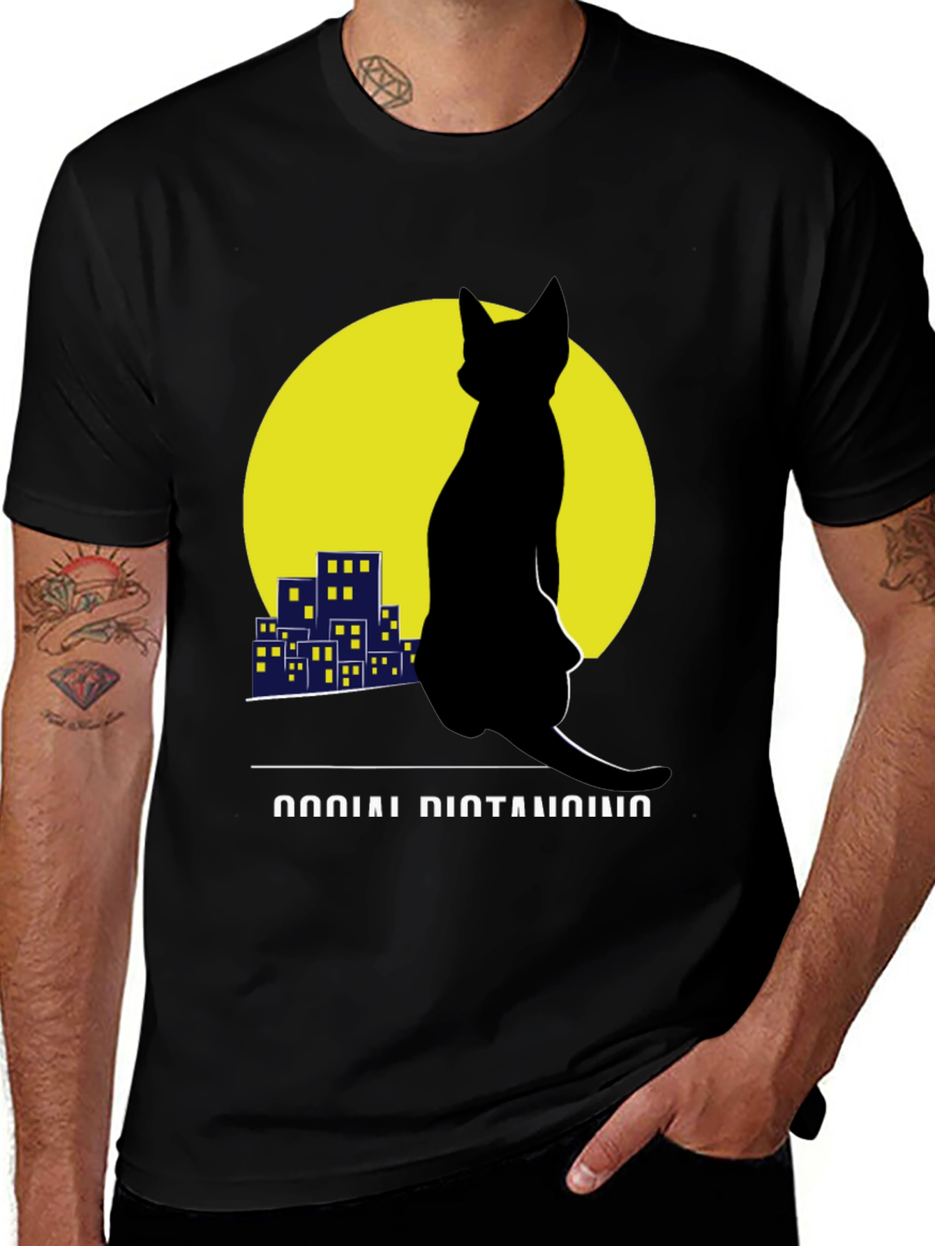 Social Distancing Cat T-Shirt