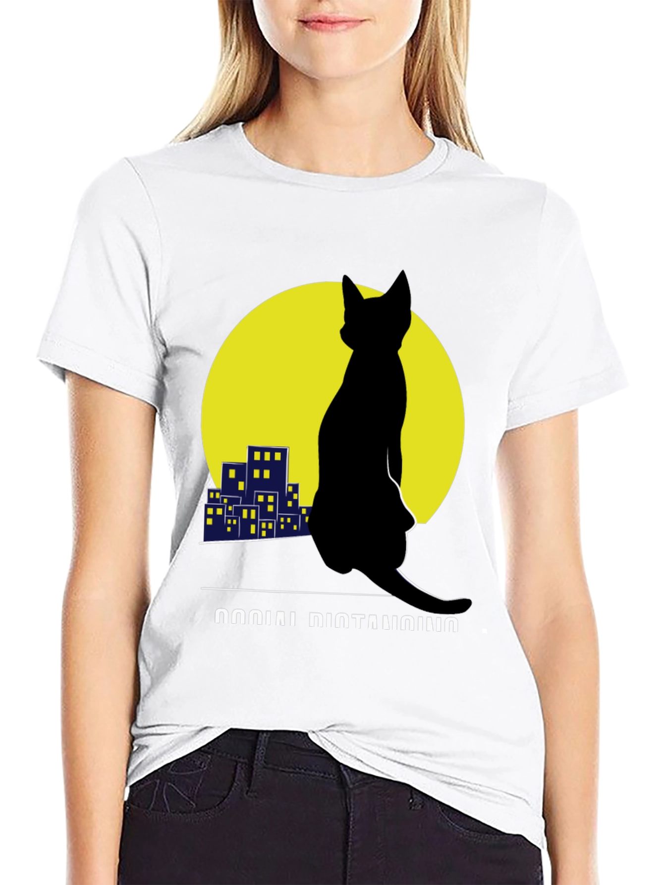 Social Distancing Cat T-Shirt