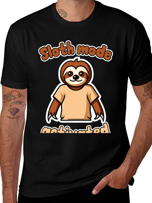 Sloth Mode Activated Black Graphic Tee
