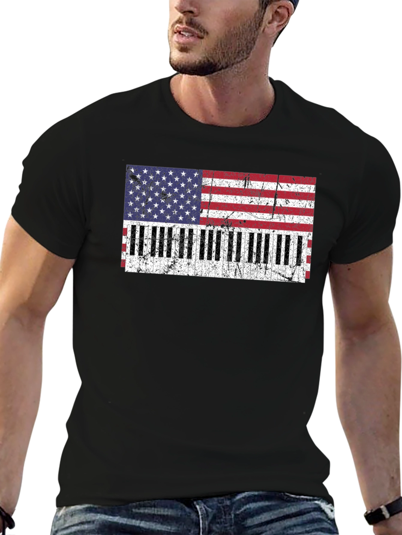 Patriotic Piano Keys Flag T-Shirt
