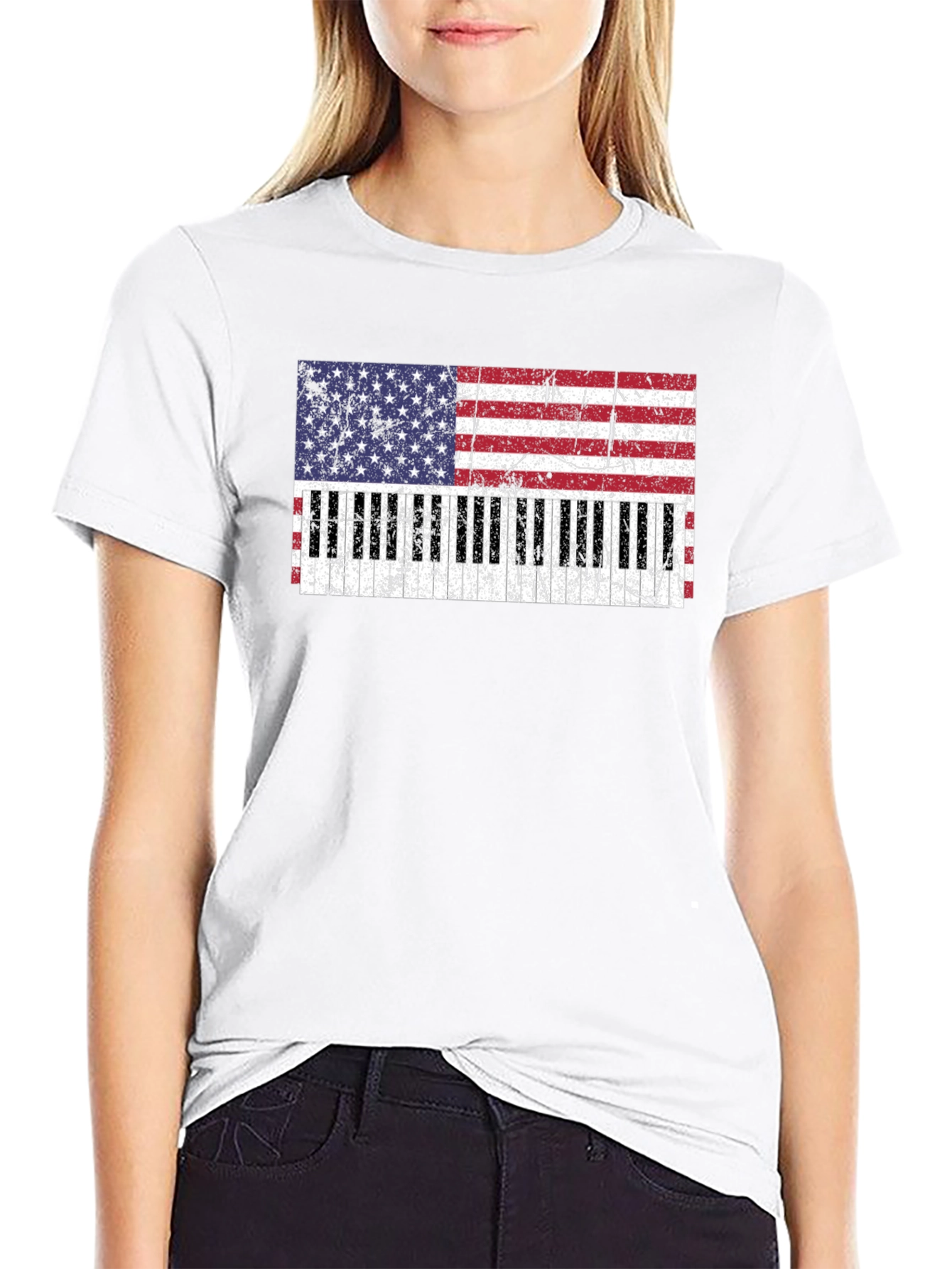 Patriotic Piano Keys Flag T-Shirt